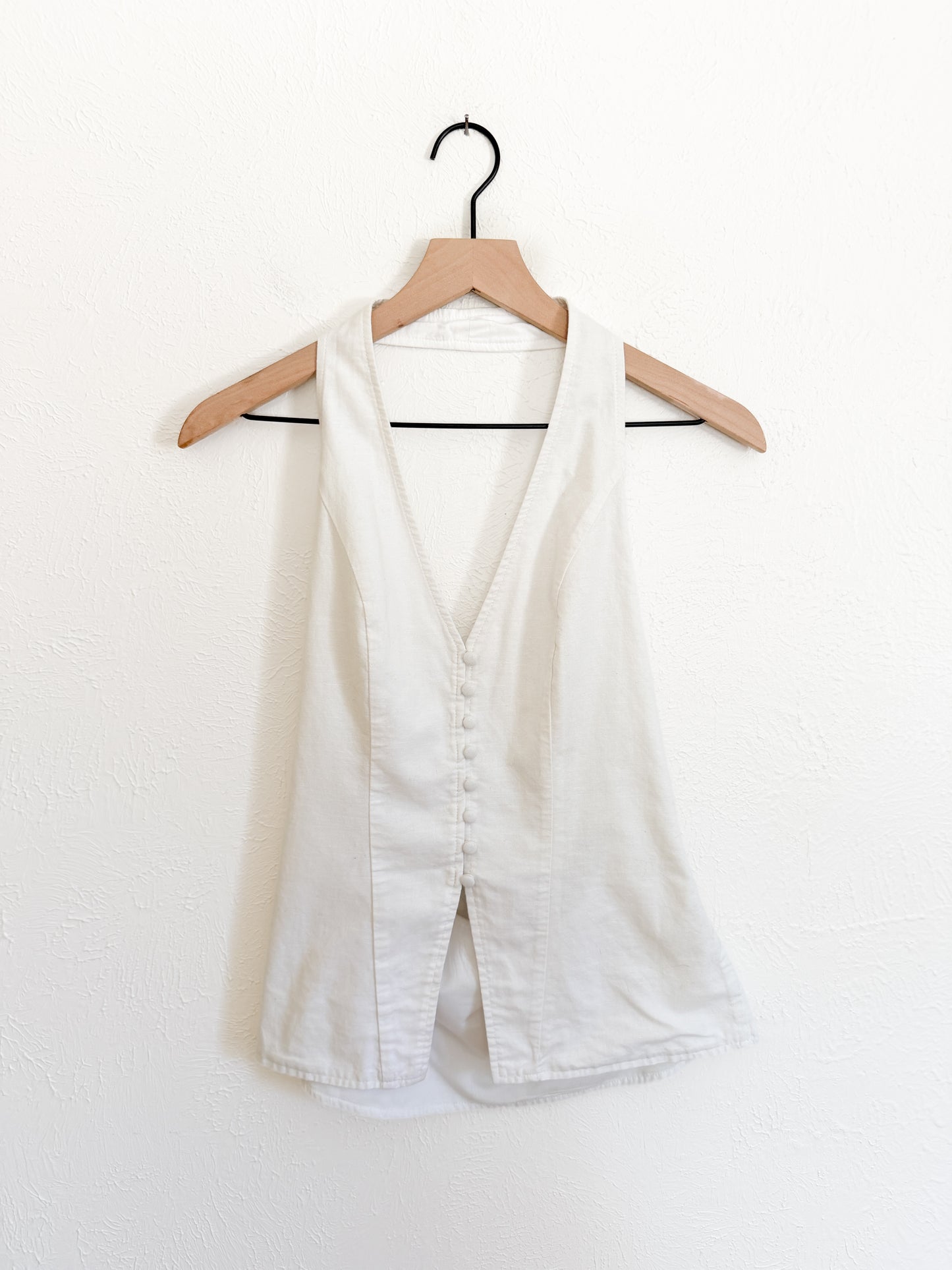 Commense White Button Halter Tank (S)