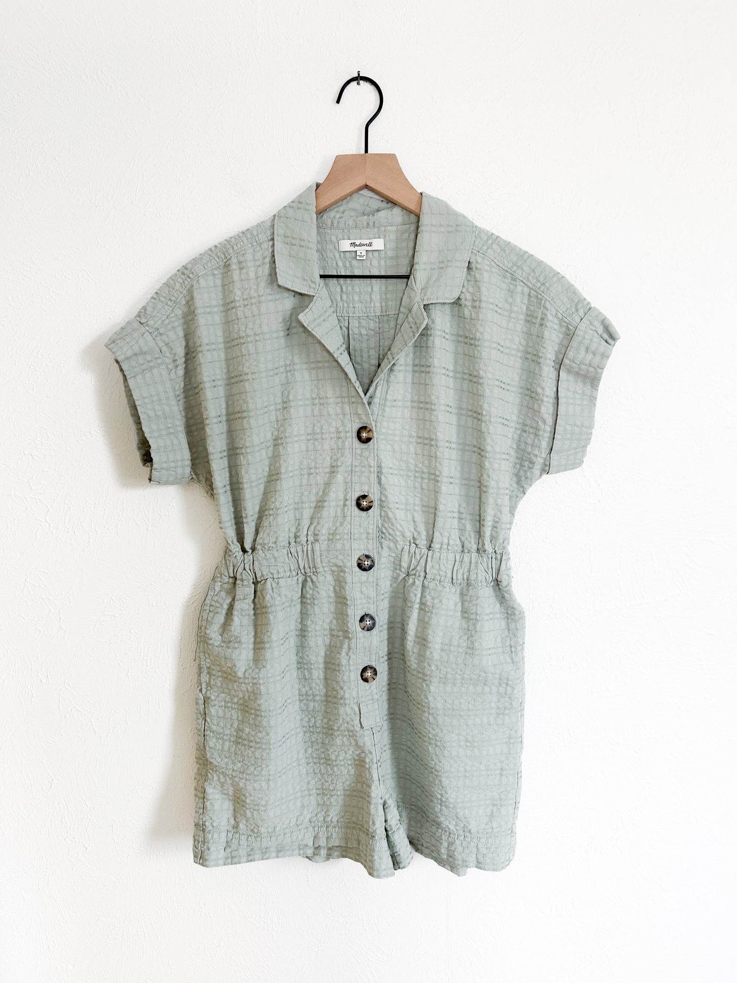 Madewell Seersucker Camp Romper (S)