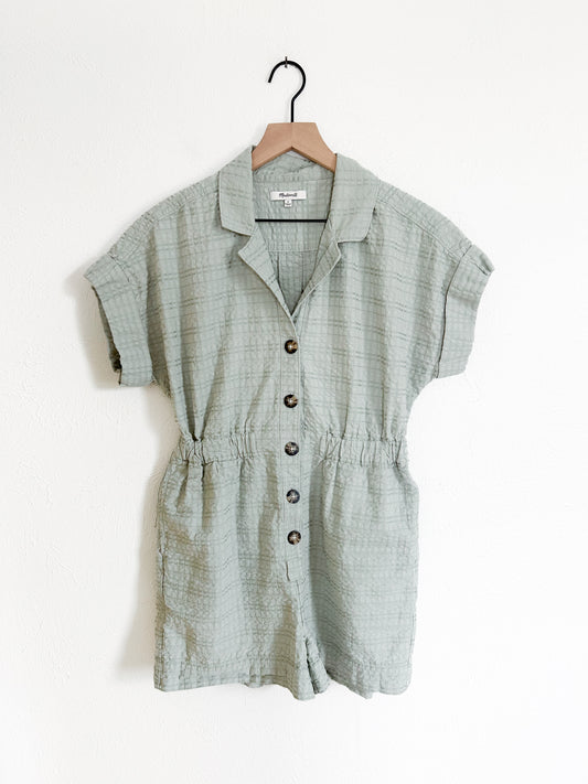 Madewell Seersucker Camp Romper (S)