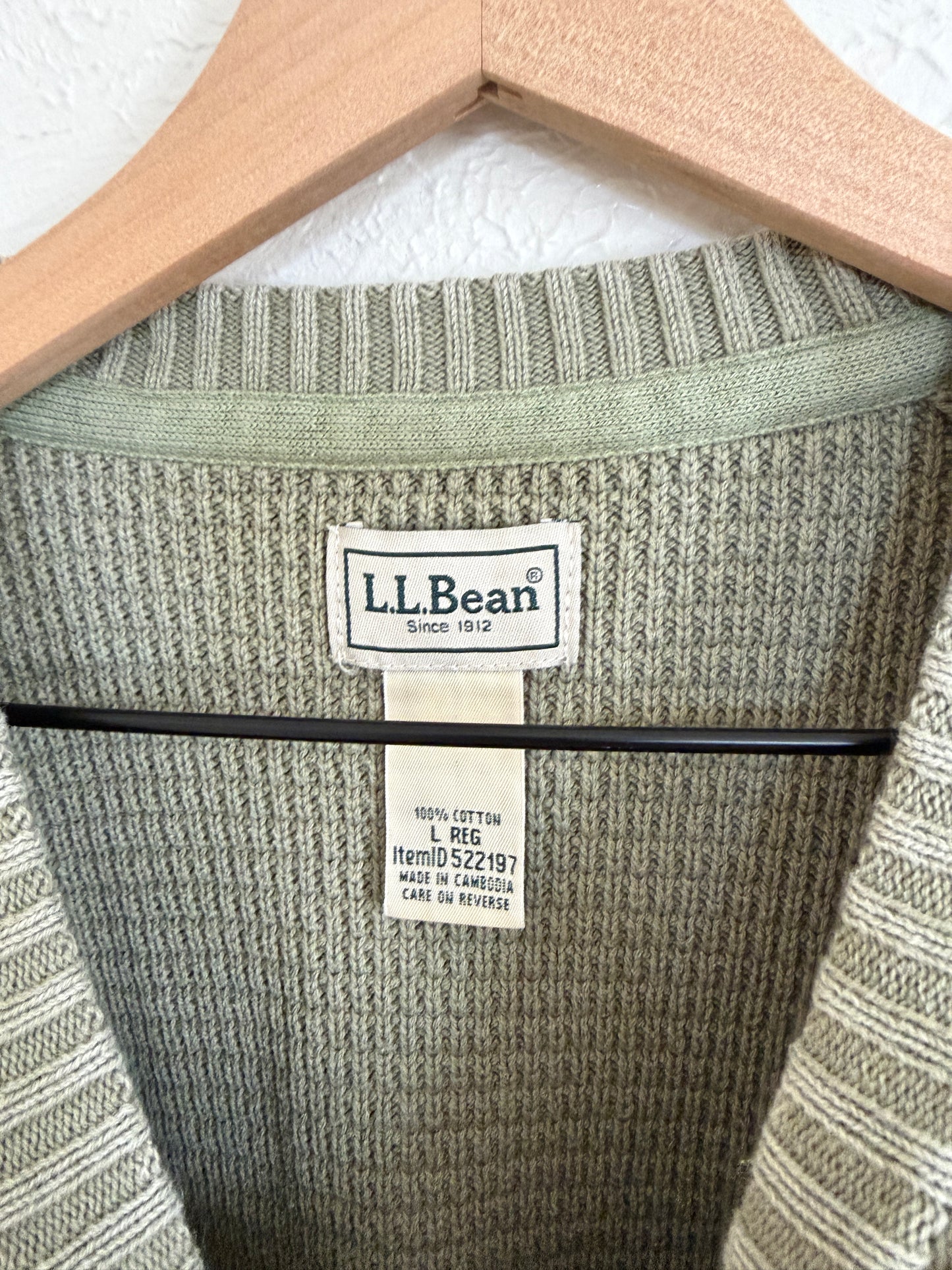 LL Bean Green Cotton Sweater (L)