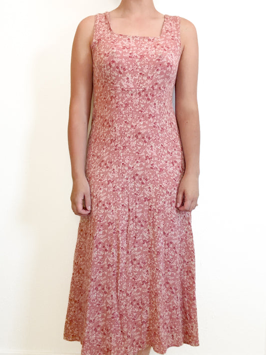 Pink Floral Vintage Dress (M)