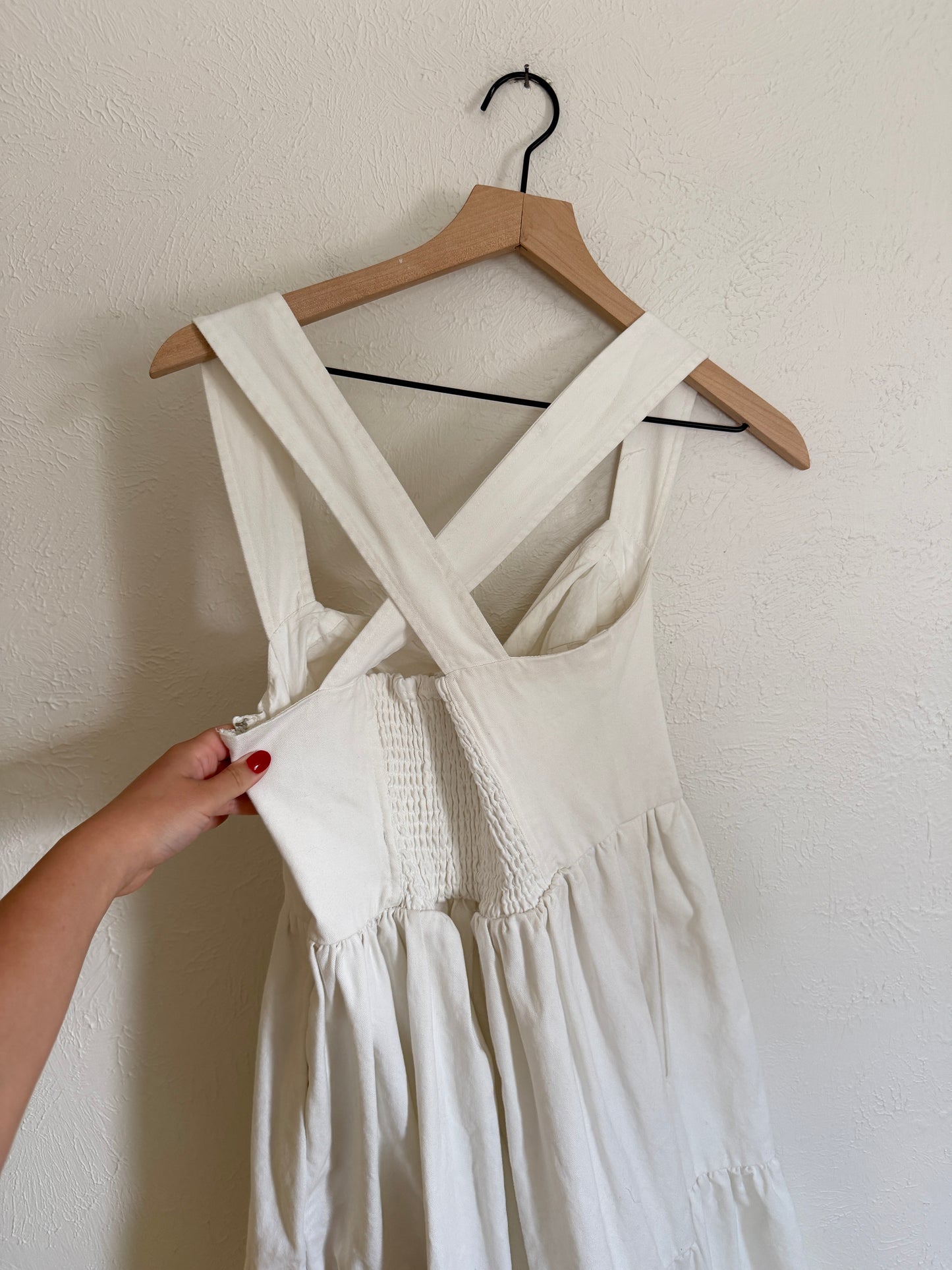 Anthropologie Forever That Girl White Denim Midi Dress (S)