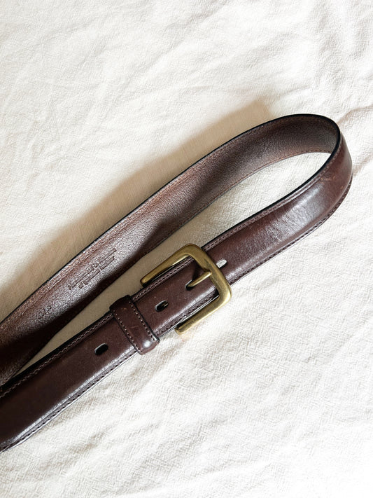 Brown Leather & Brass Belt (30-34")