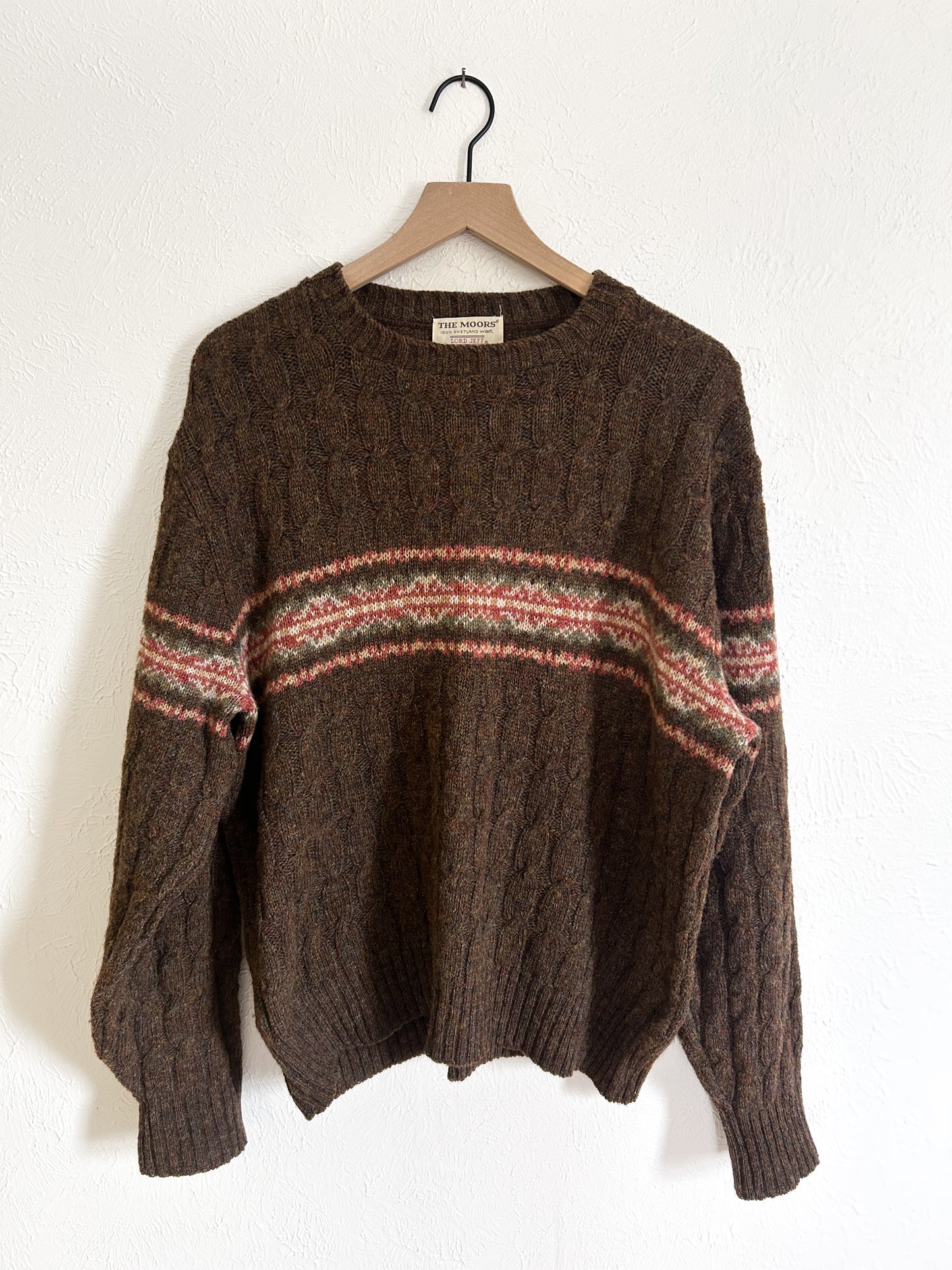 Vintage Brown Wool Patterned Sweater (XL)
