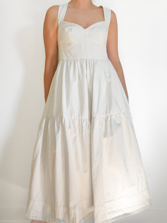 Anthropologie Forever That Girl White Denim Midi Dress (S)