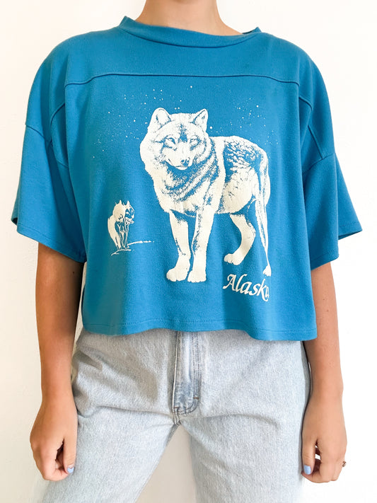 Alaska Vintage Cropped Wolf Shirt (M)