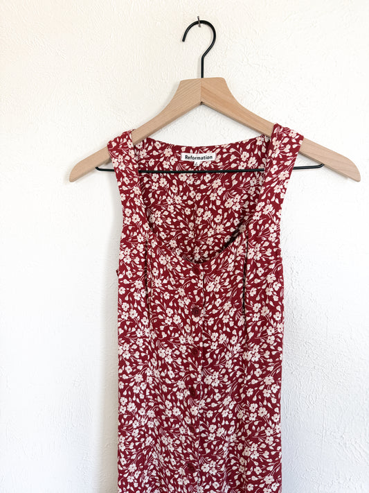 Reformation ‘Londyn’ Red Floral Dress (2)