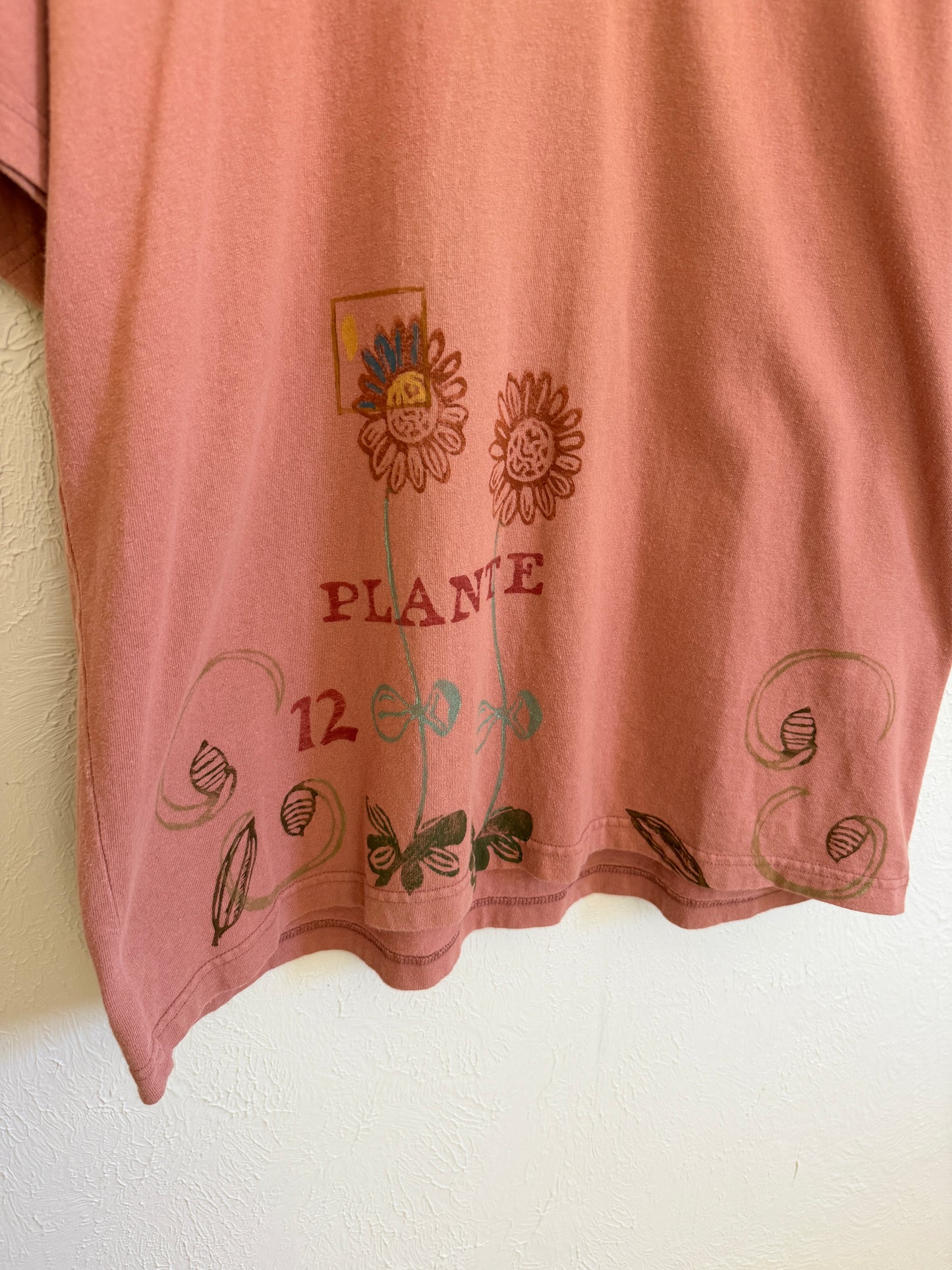 Vintage 1998 Blue Fish Hand Painted Botanical Shirt (XL)