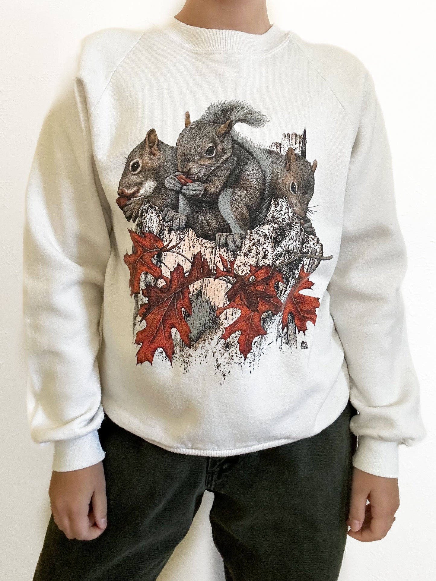 Vintage Jerzees Squirrel & Leaves Crewneck (M)
