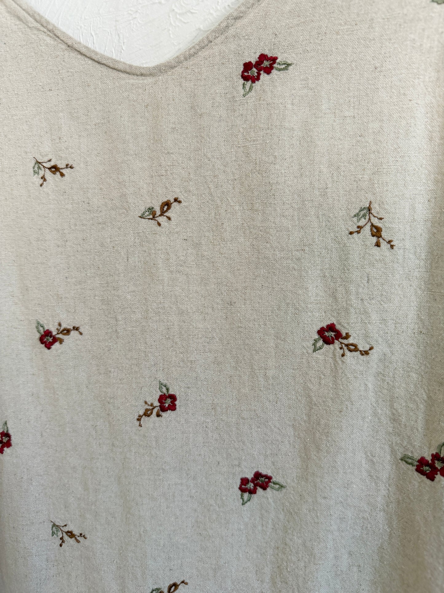 Coldwater Creek Linen Floral Embroidered Dress (M)