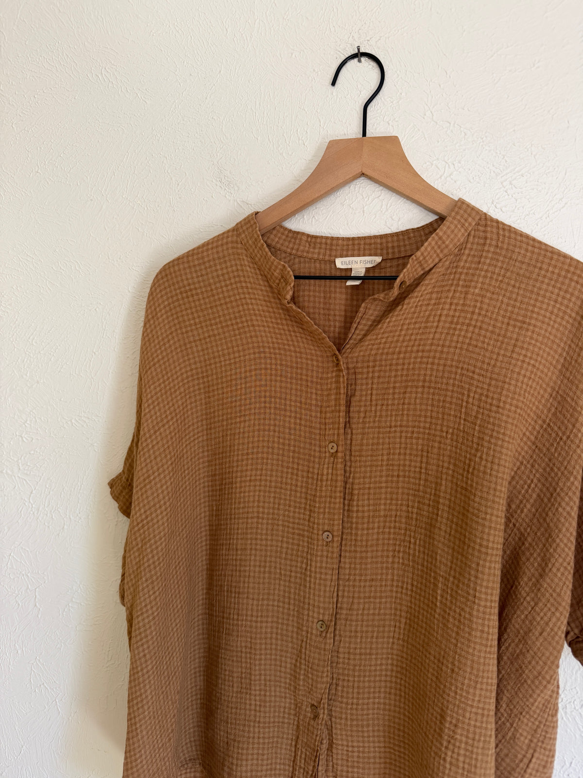 Eileen Fisher Plaid Organic Linen Shirt (L)