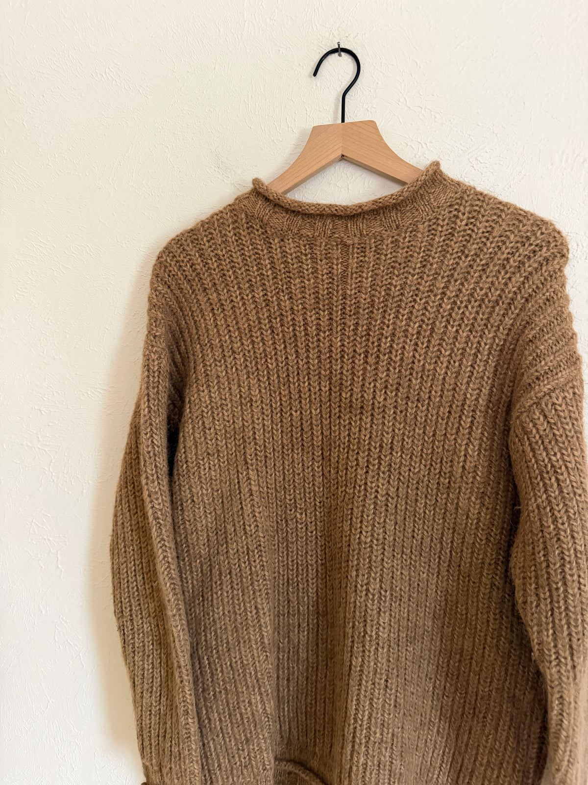 Roll Neck Wool Tan Vintage Sweater (M)
