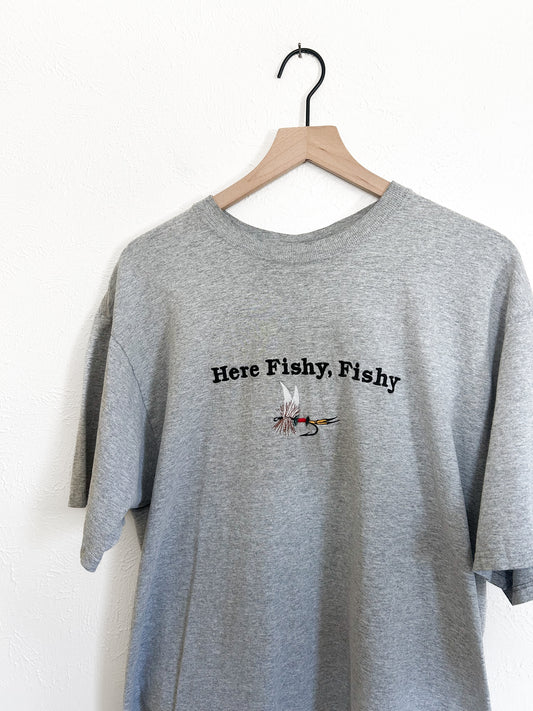 Here Fishy Fishy Embroidered T-Shirt (XL)
