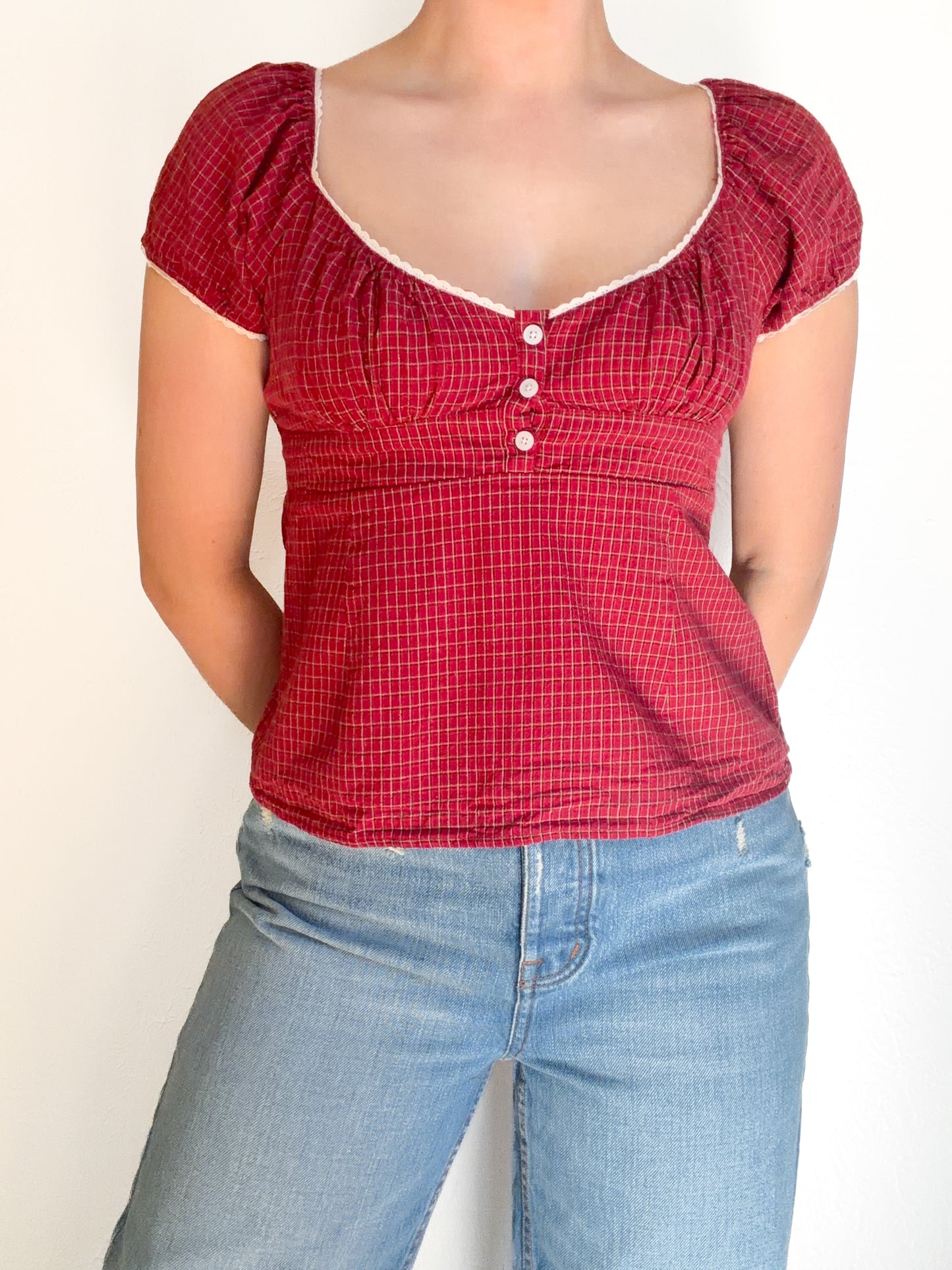 Brandy Melville Red Plaid Top (S)