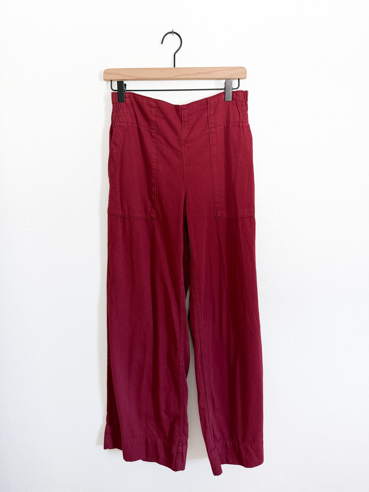 NWT Free People Dark Red Breezy Denim Pull On Pants (XS/S)