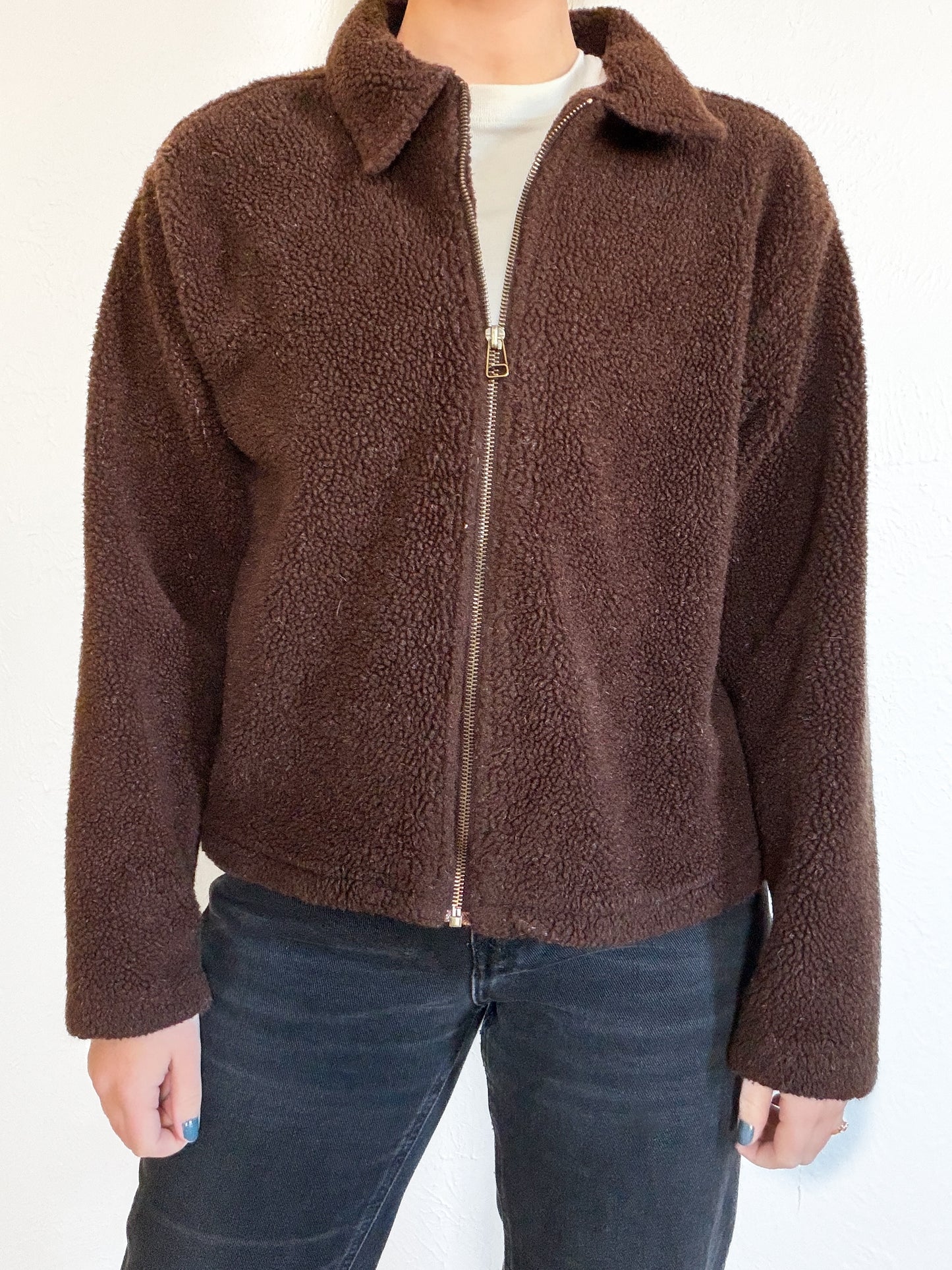 Vintage Brown Fleece Jacket (M)
