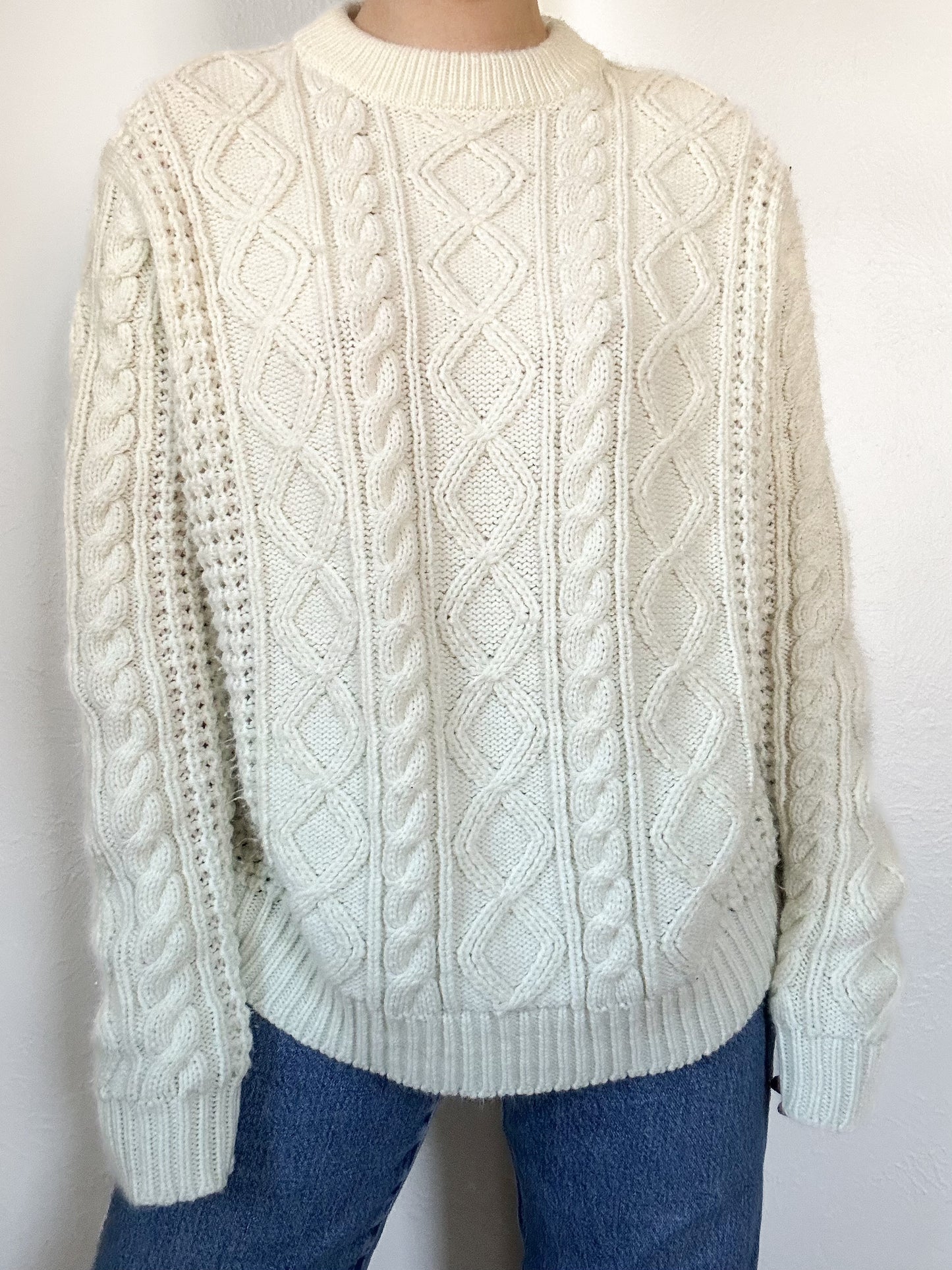 Vintage Cable Knit Sweater (L)