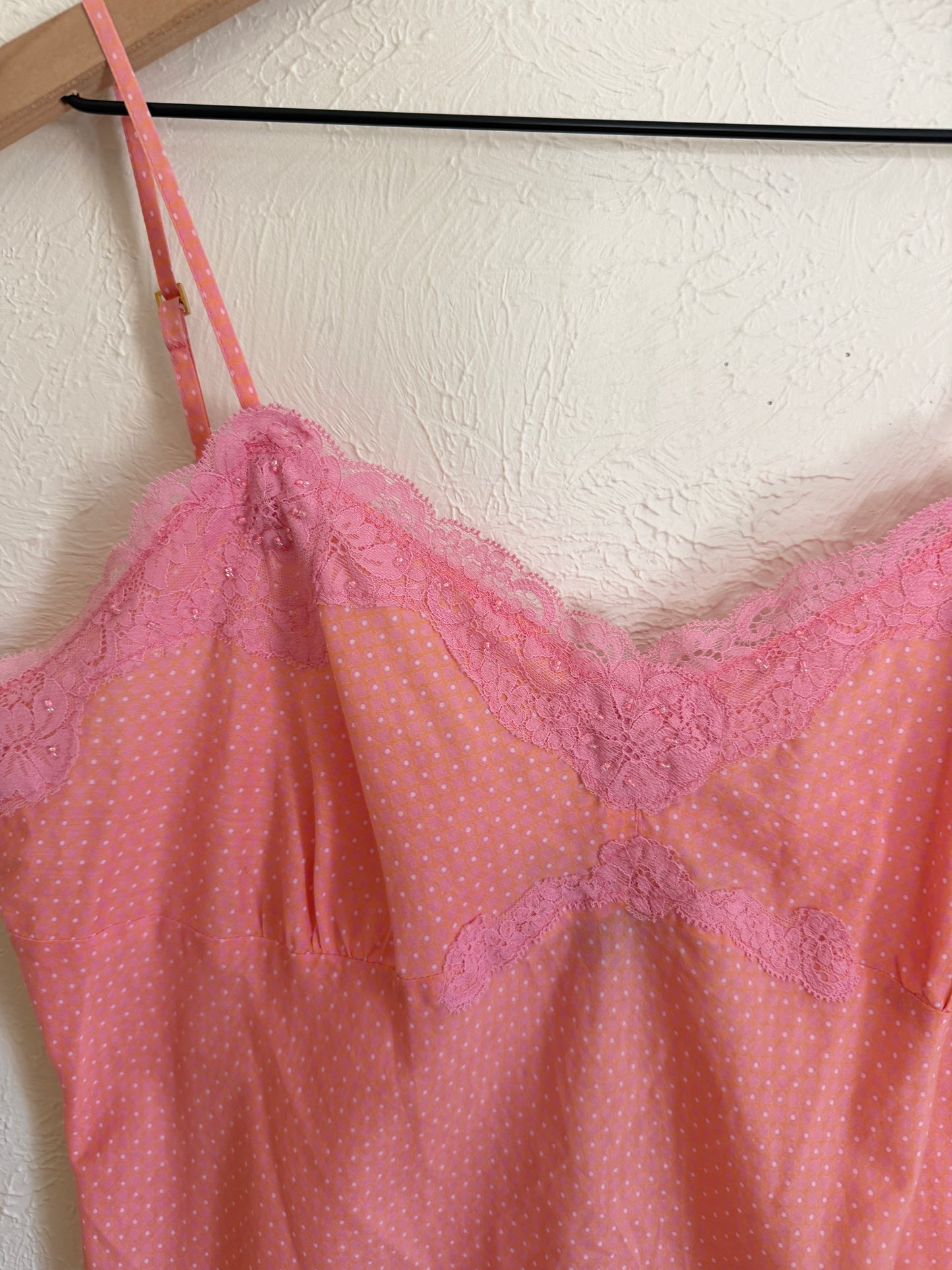 Express Pink Polka Dot Y2K Vintage Tank (XL)