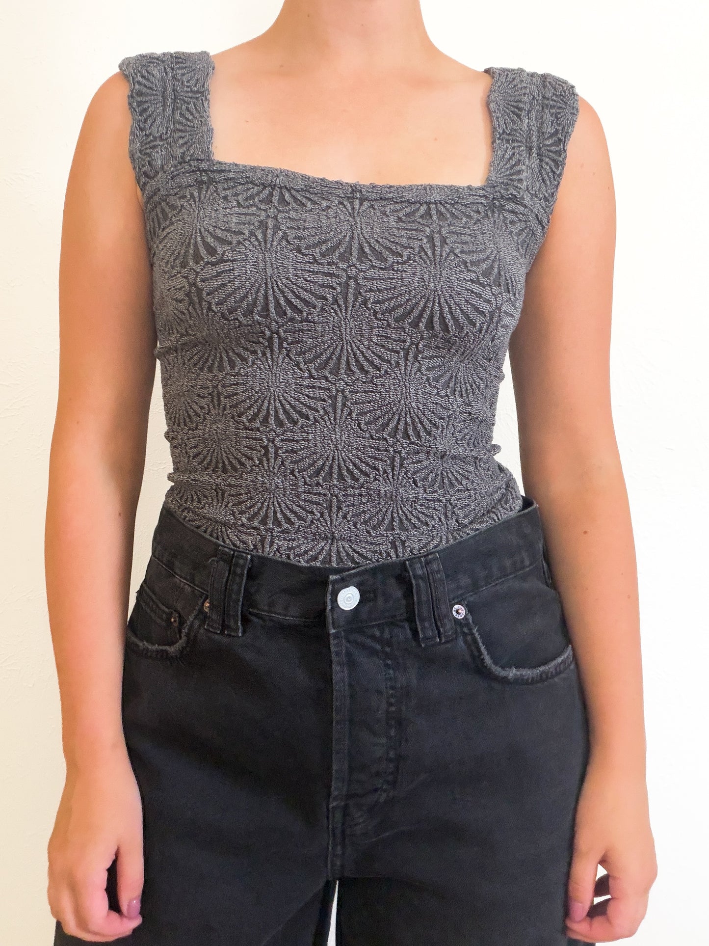 Free People ‘Love Letter’ Black Textured Tank (S)