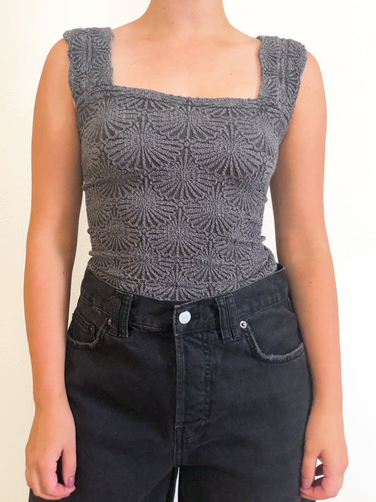 Free People ‘Love Letter’ Black Textured Tank (S)
