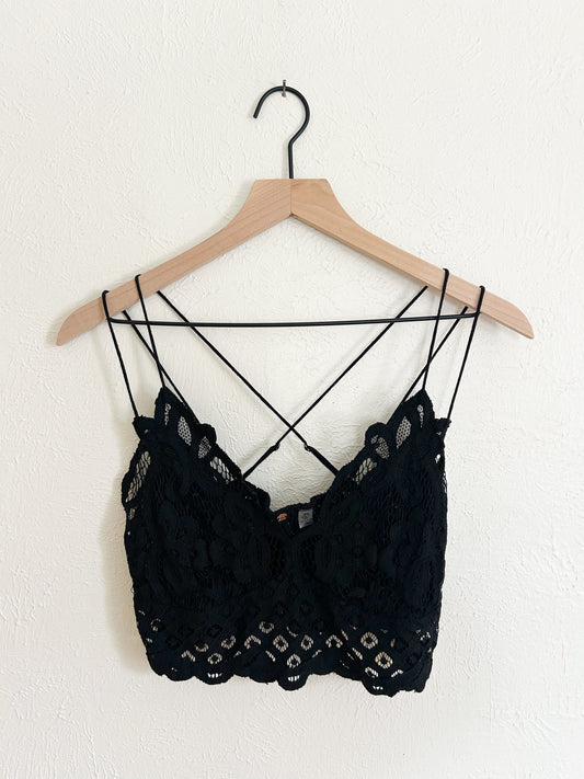 Free People Black Lace Bralette (XL)