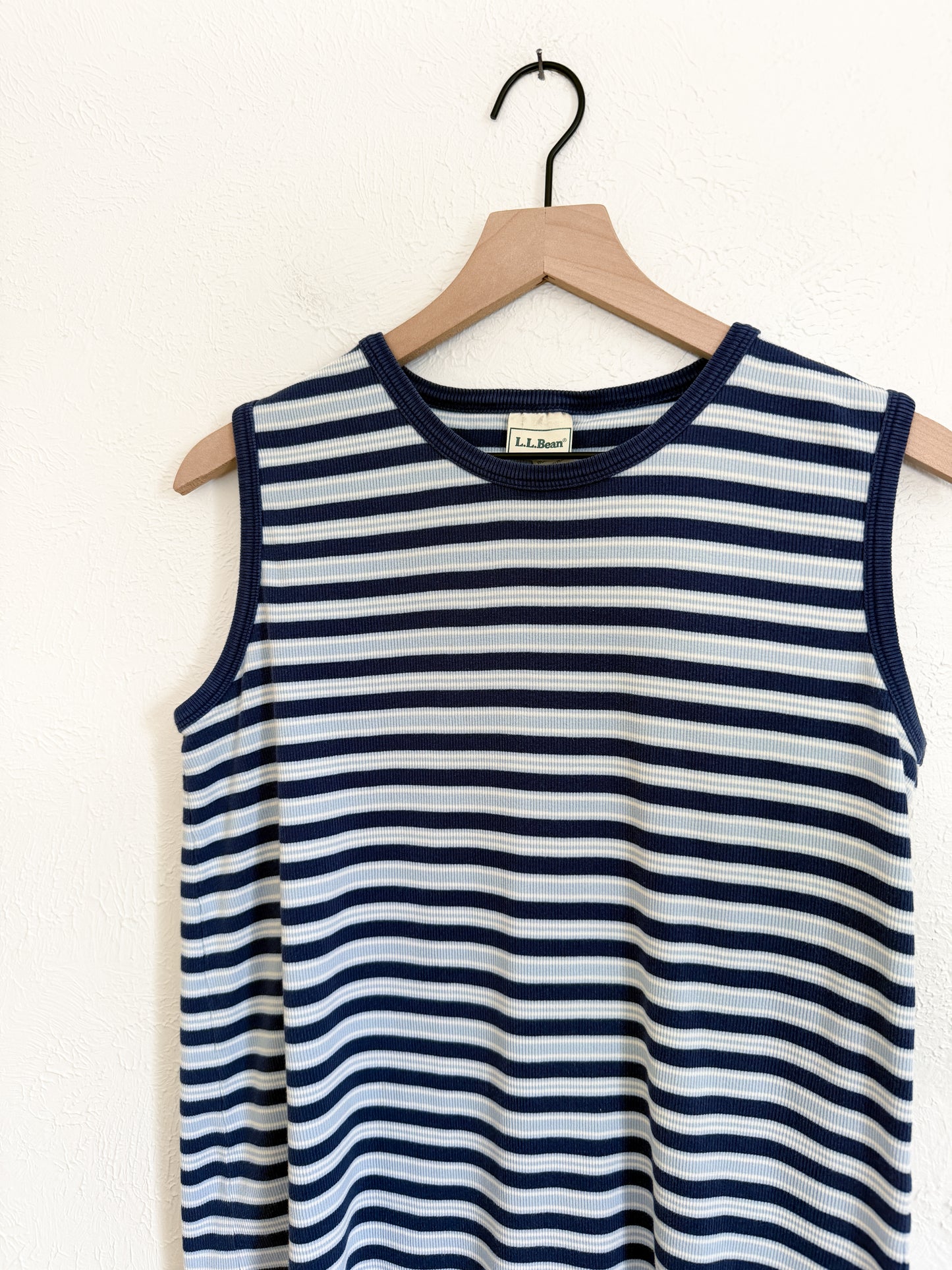 LL Bean Blue Striped Tank (L)