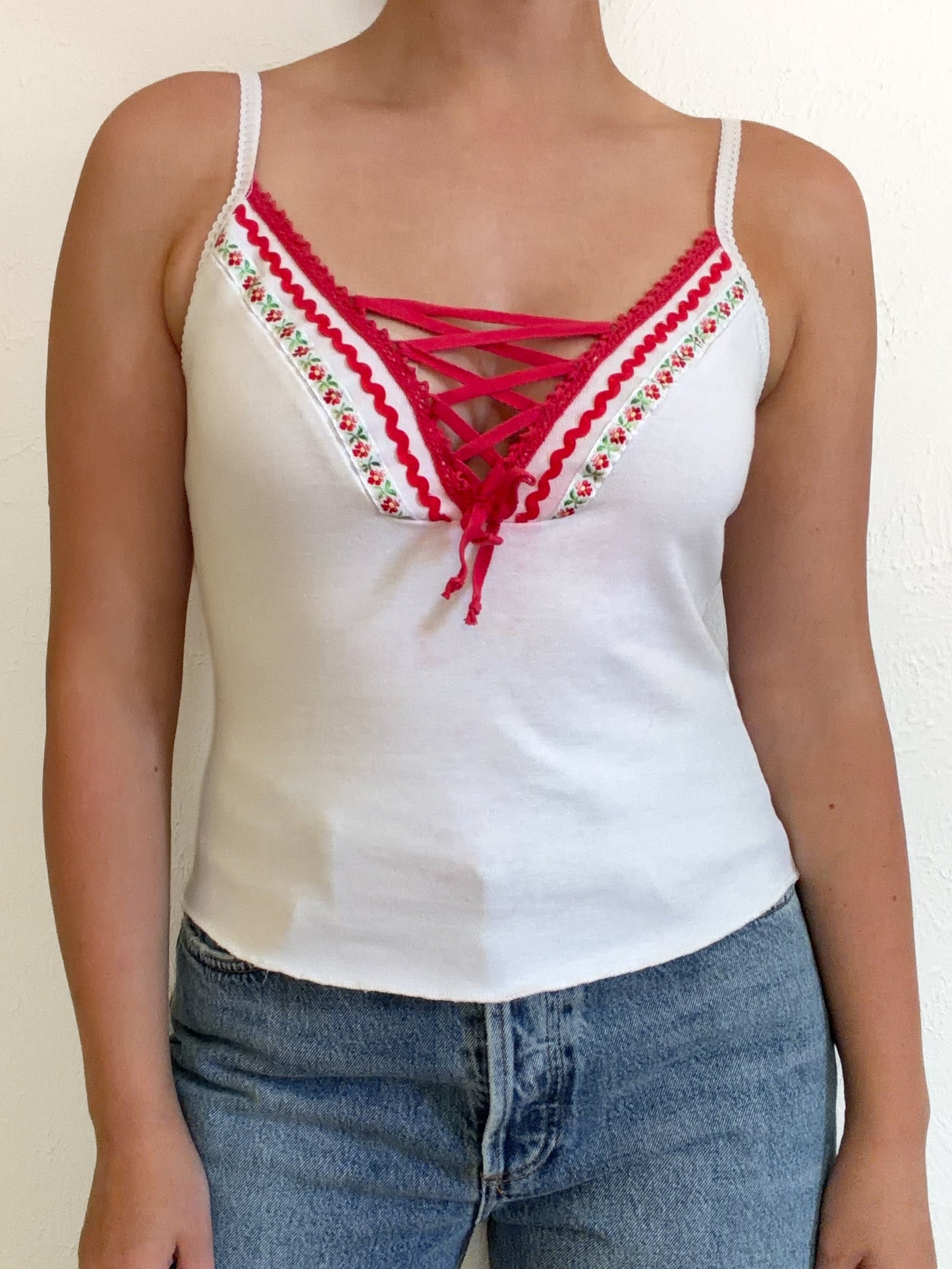Vintage Floral Lace Up Tank (M)