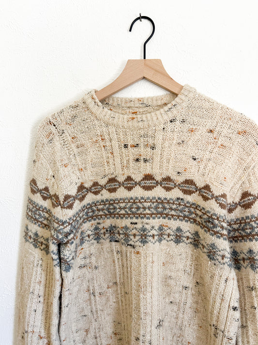 Knit Patterned Speckled Sweater (L)