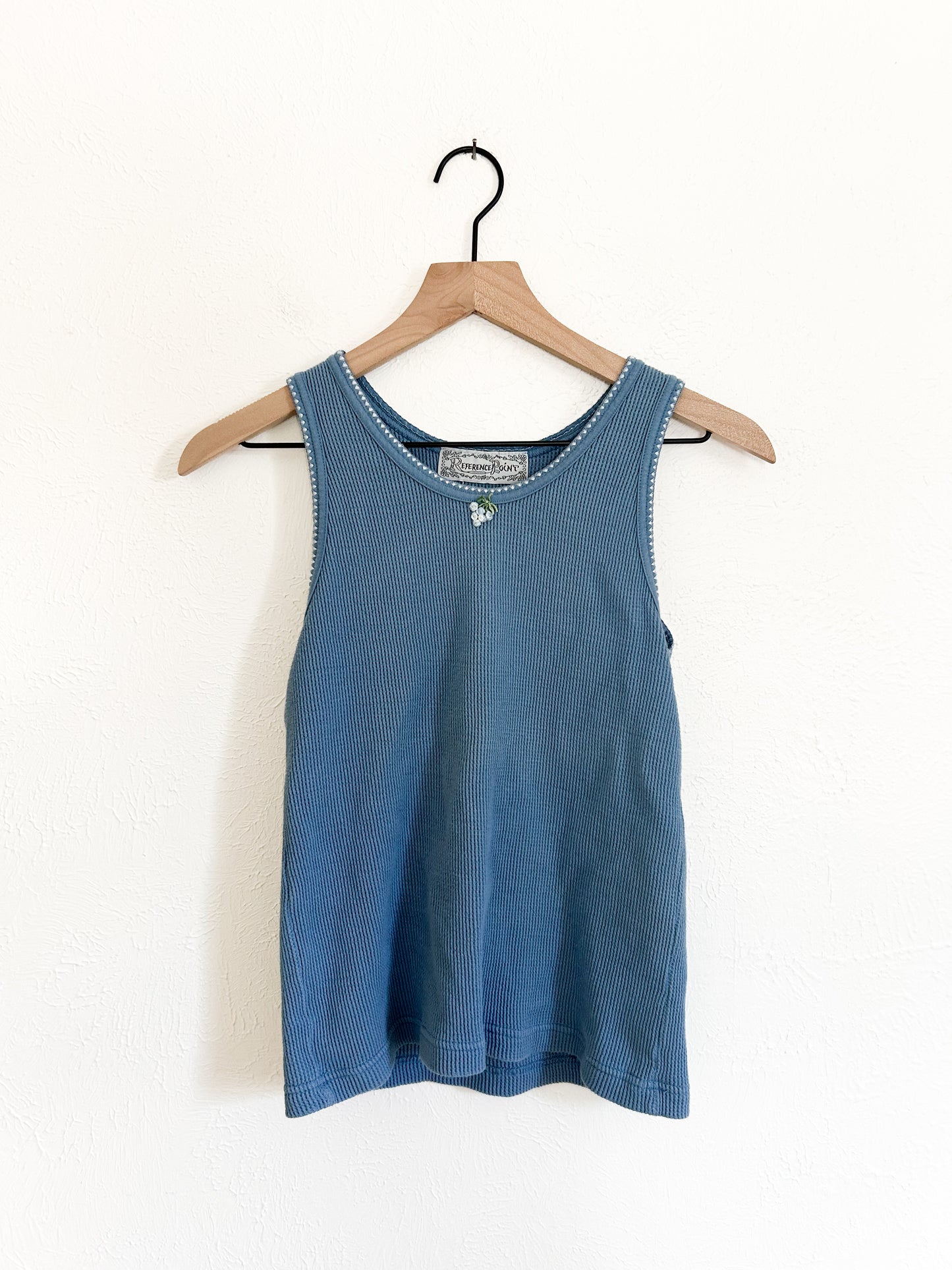 Vintage Blue Waffle Knit Fruit Tank (M)