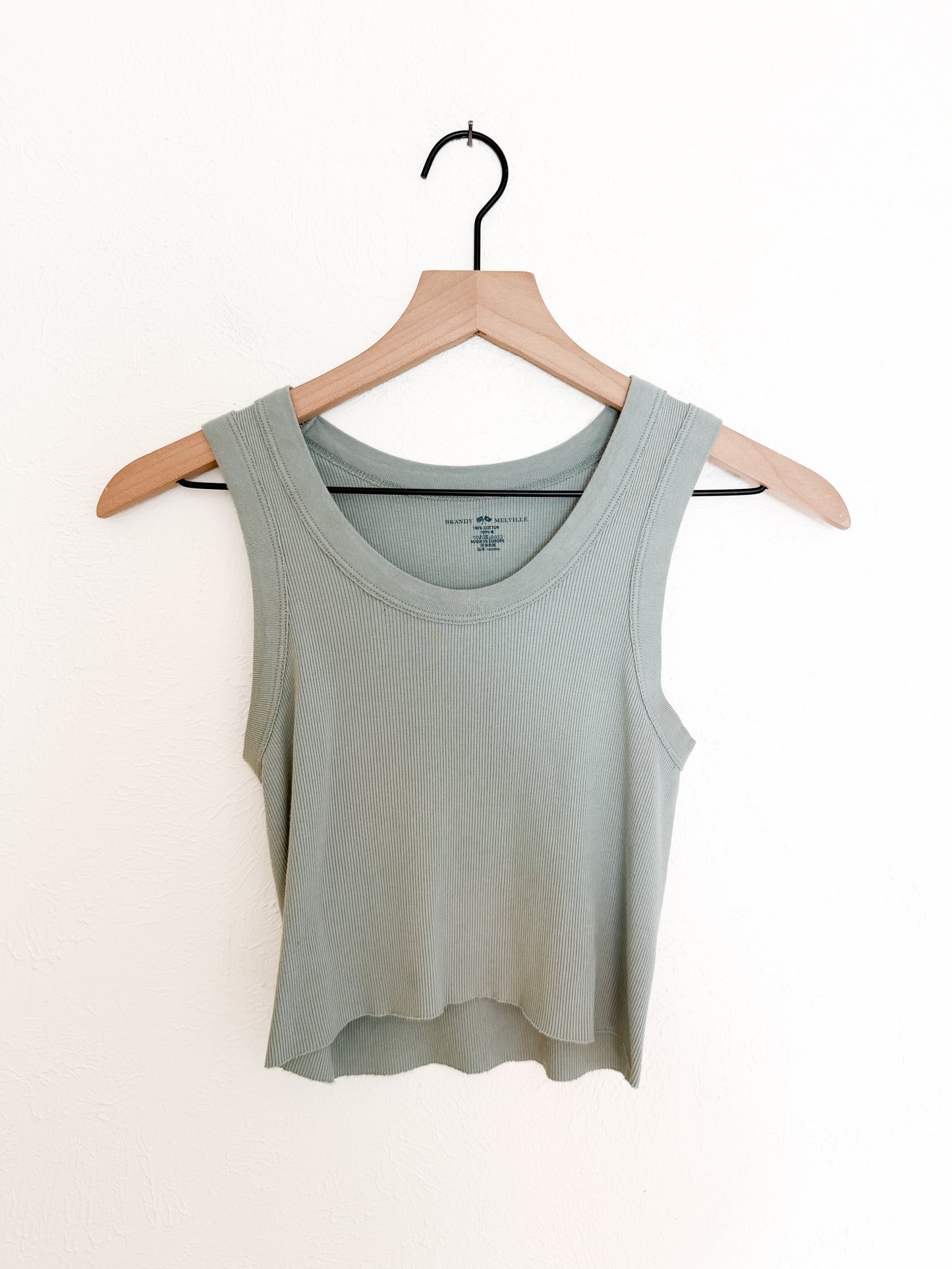 Brandy Melville Teal Cropped Cotton Tank (S)