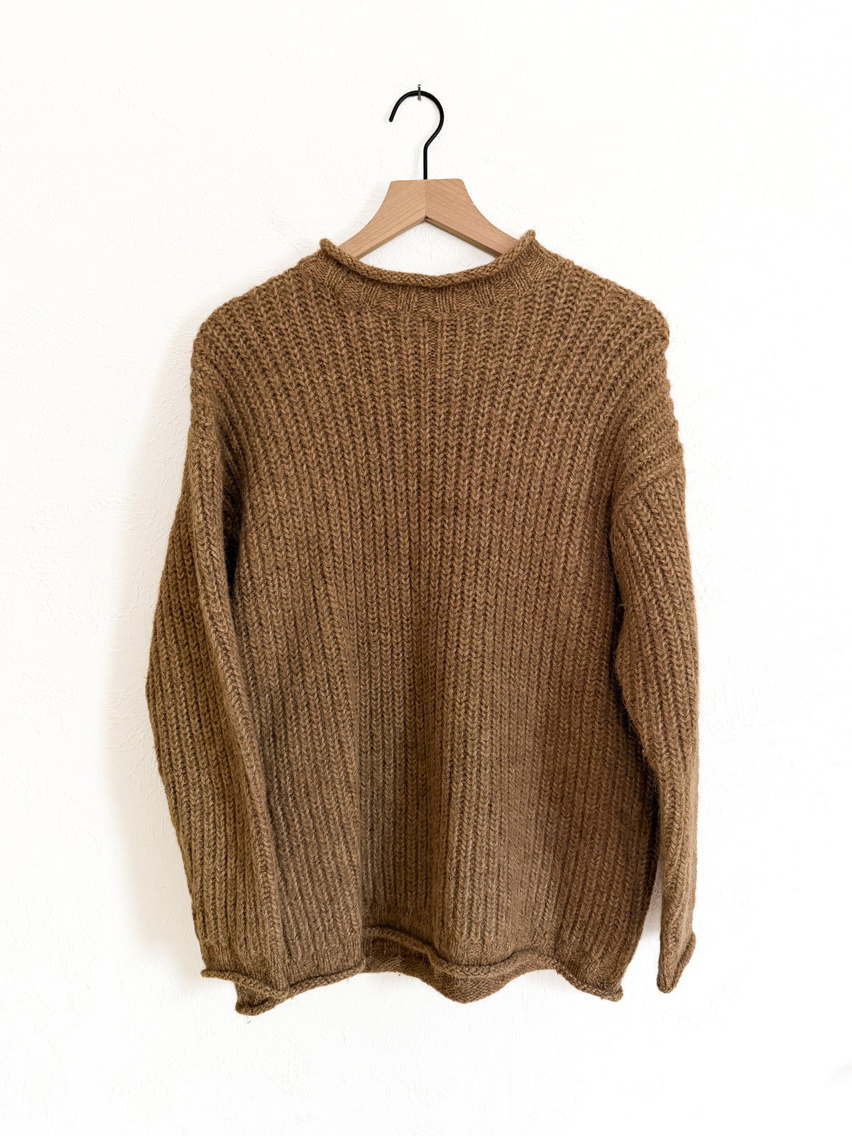 Roll Neck Wool Tan Vintage Sweater (M)