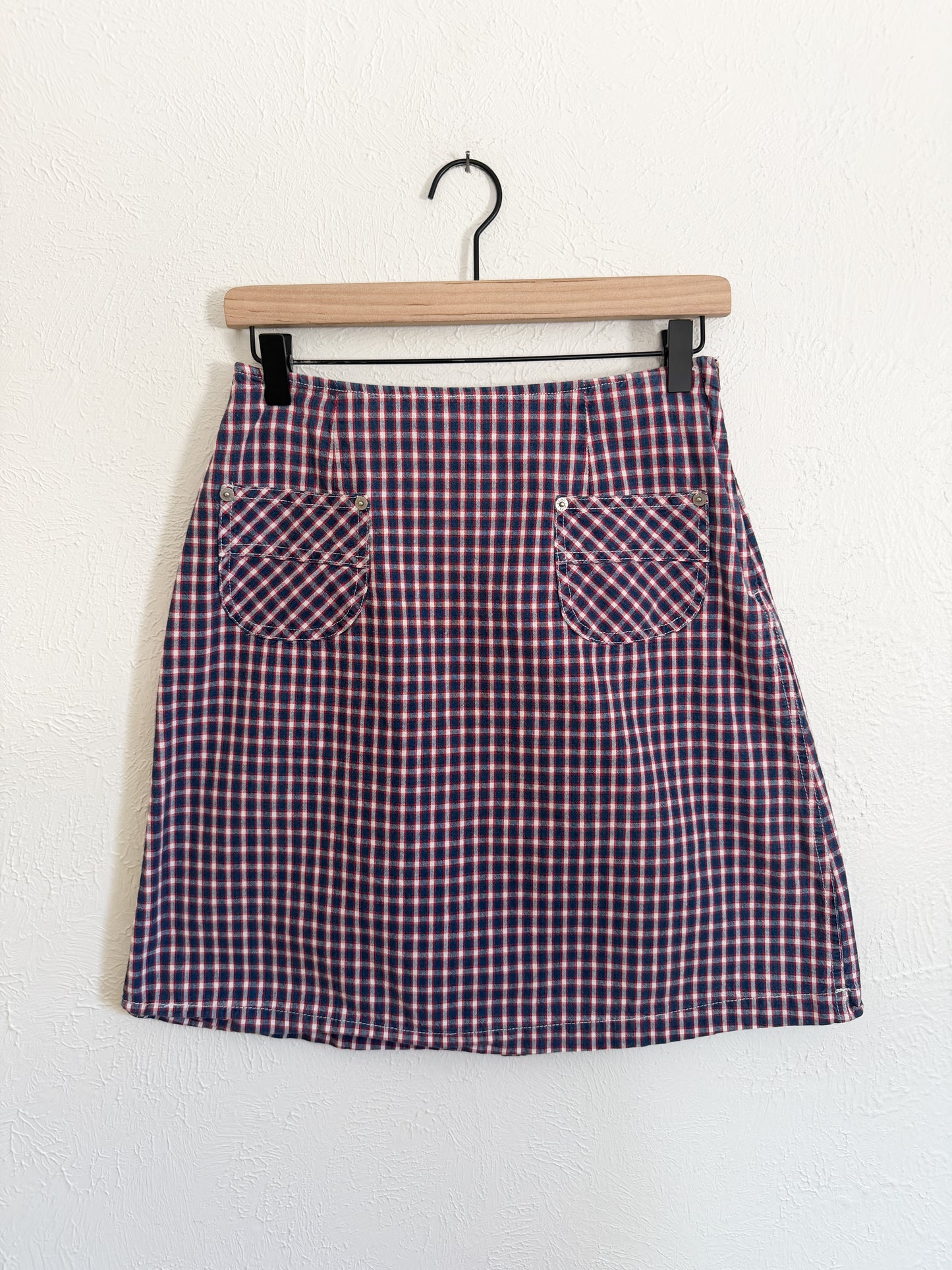 Vintage Plaid Red White & Blue Skirt (M)