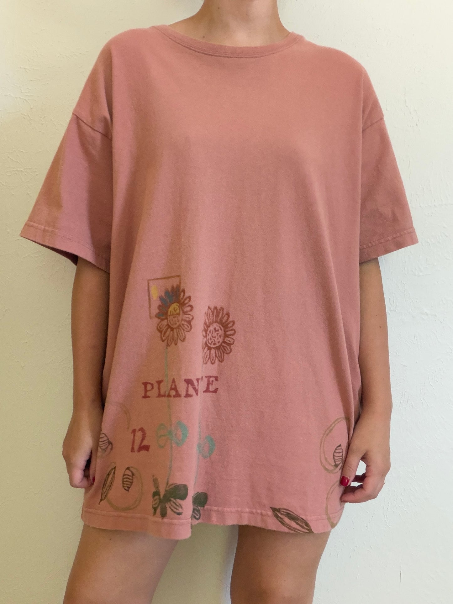 Vintage 1998 Blue Fish Hand Painted Botanical Shirt (XL)