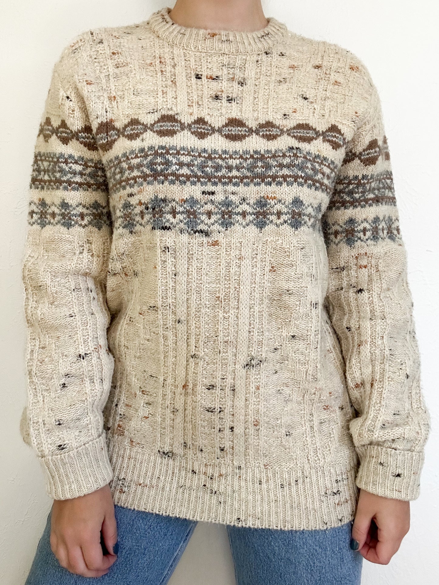 Knit Patterned Speckled Sweater (L)
