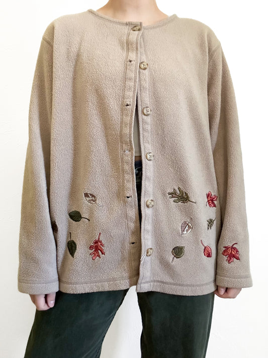 Croft & Barrow Leaves Button Fleece (XL)