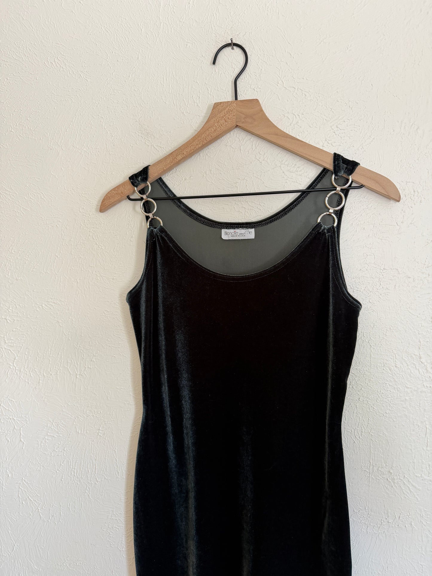 Vintage Blue Velvet Ring Dress (S)