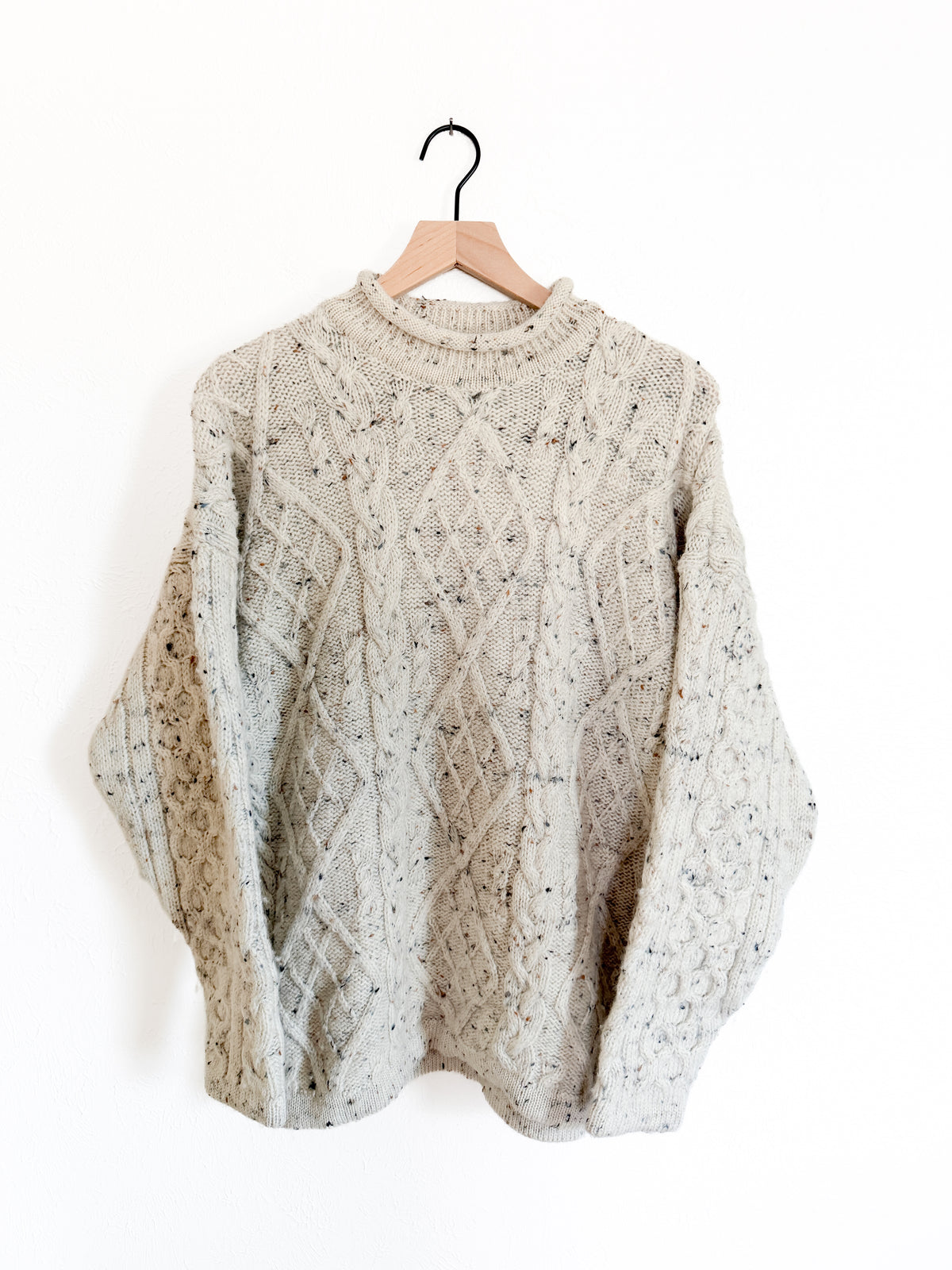 Scotland Speckled Wool Cable Knit Sweater (M/L)
