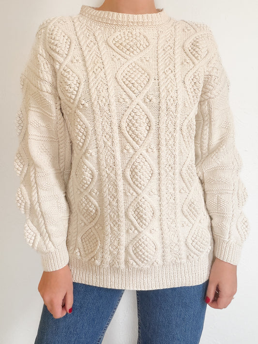 Worthington Vintage Cream Knit Sweater (L)