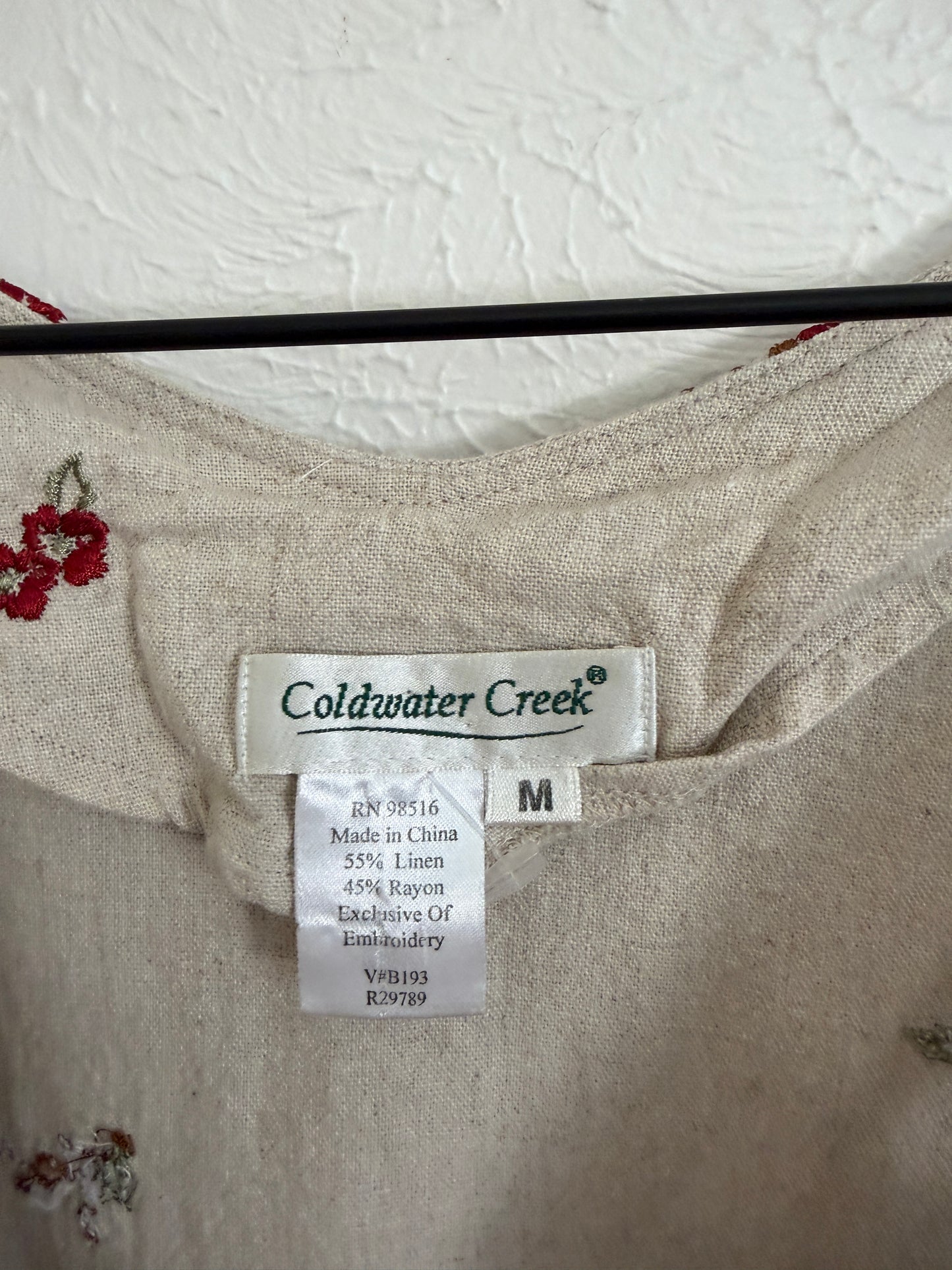 Coldwater Creek Linen Floral Embroidered Dress (M)