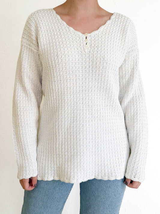 Vintage White Knit Sweater (M)