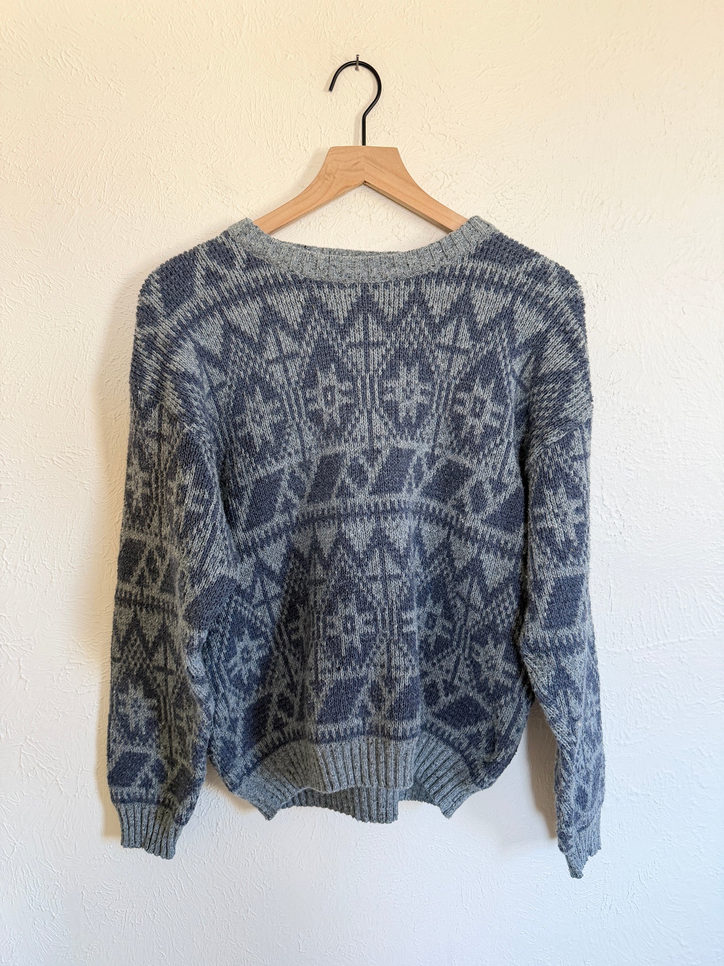 Blue Patterned Vintage Sweater (M)