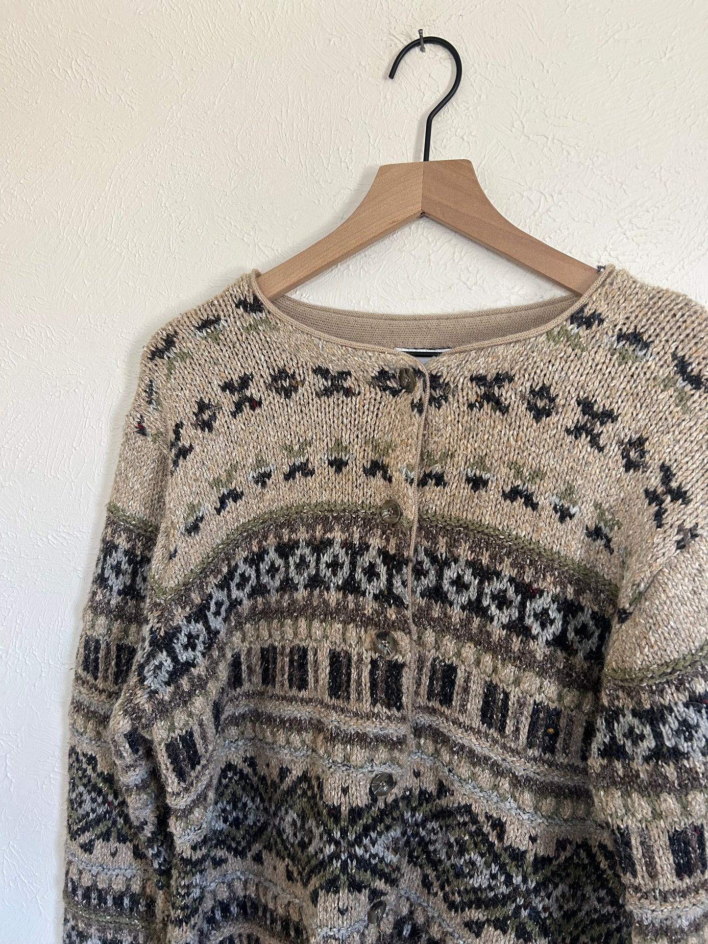 Patterned Knit Vintage Cardigan (L)