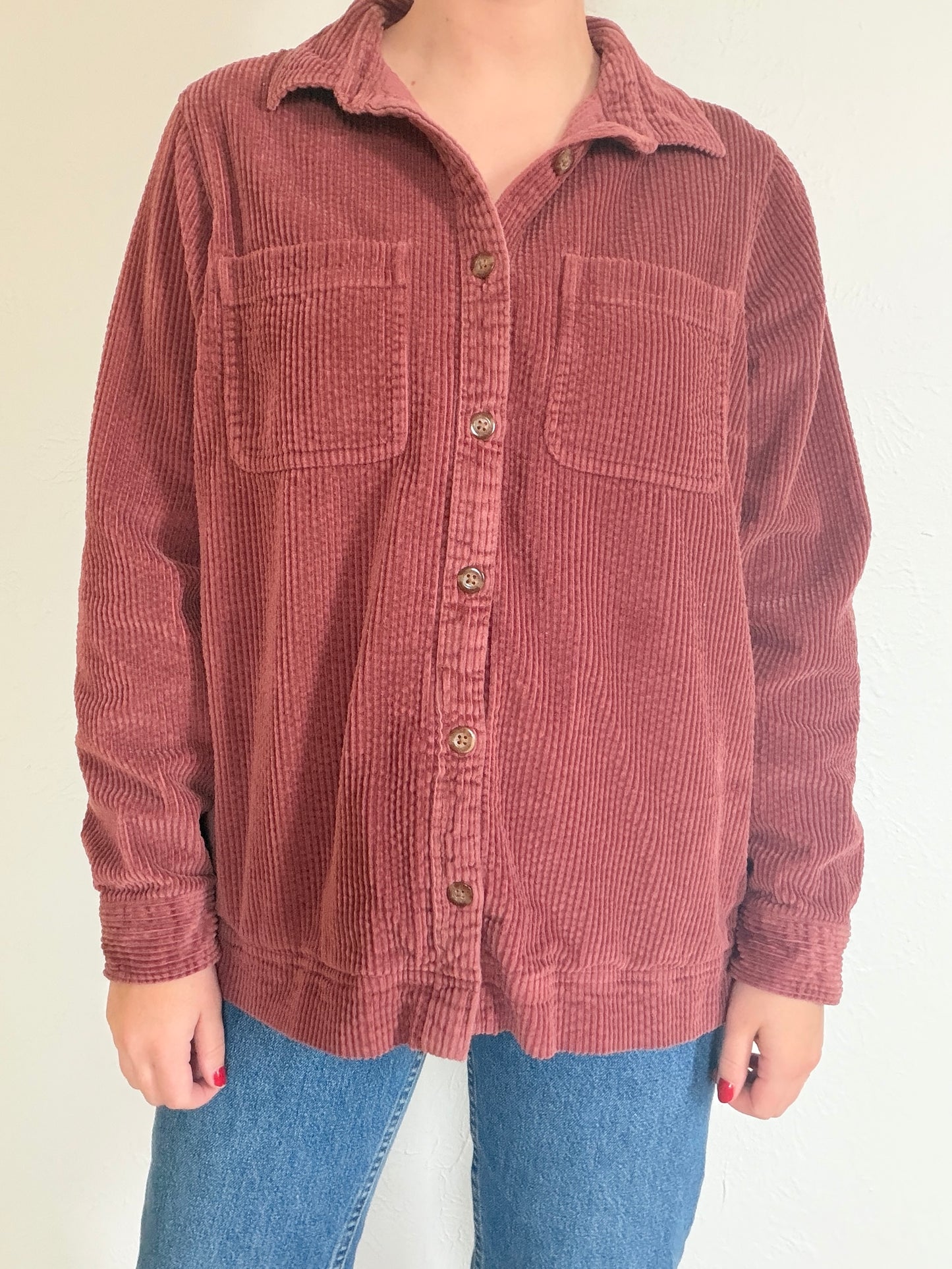 LL Bean Mauve Corduroy Shirt (M)