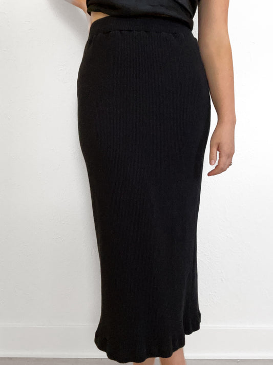 Free People Beach Black Ribbed Skirt (S)