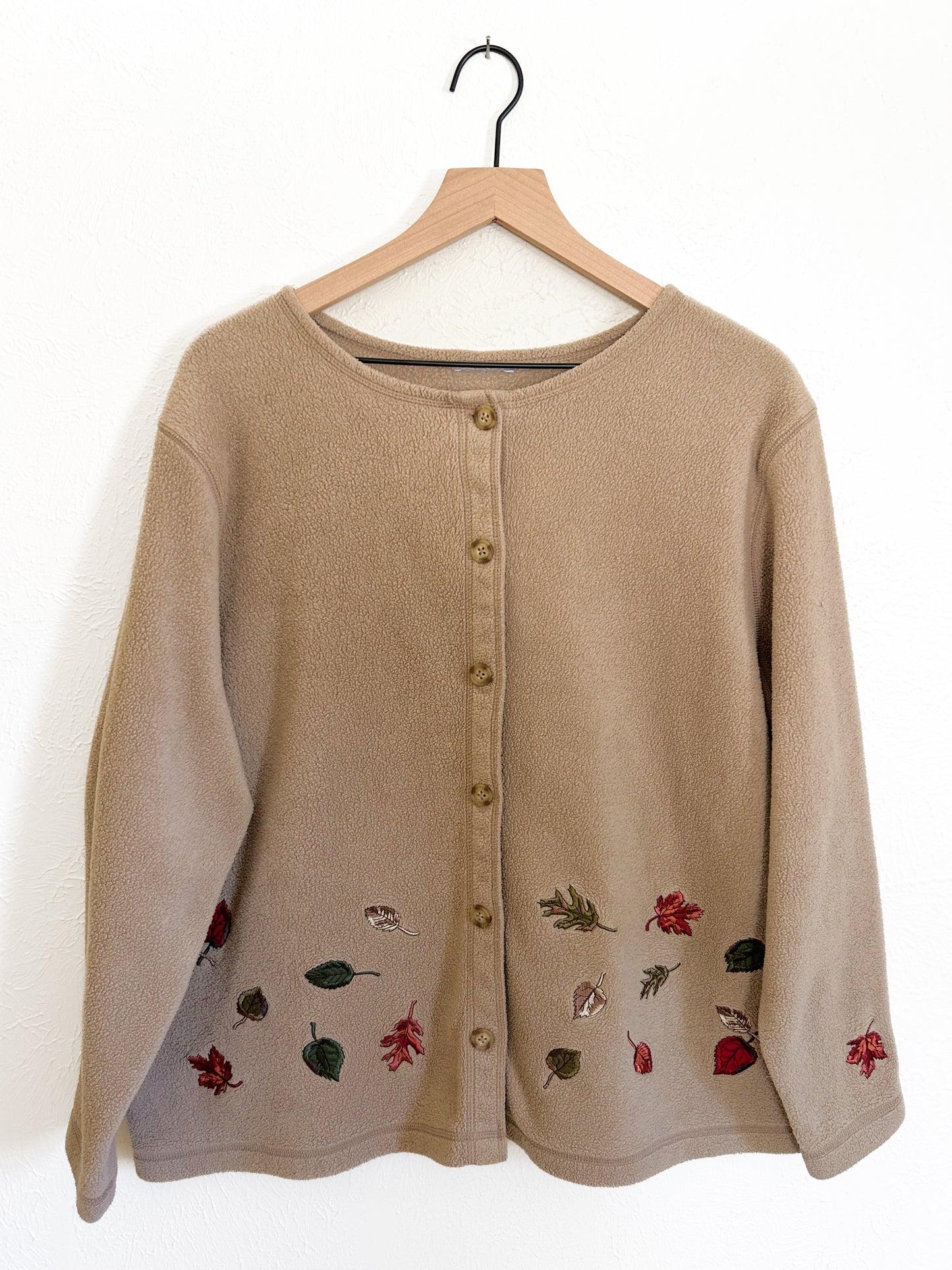 Croft & Barrow Leaves Button Fleece (XL)
