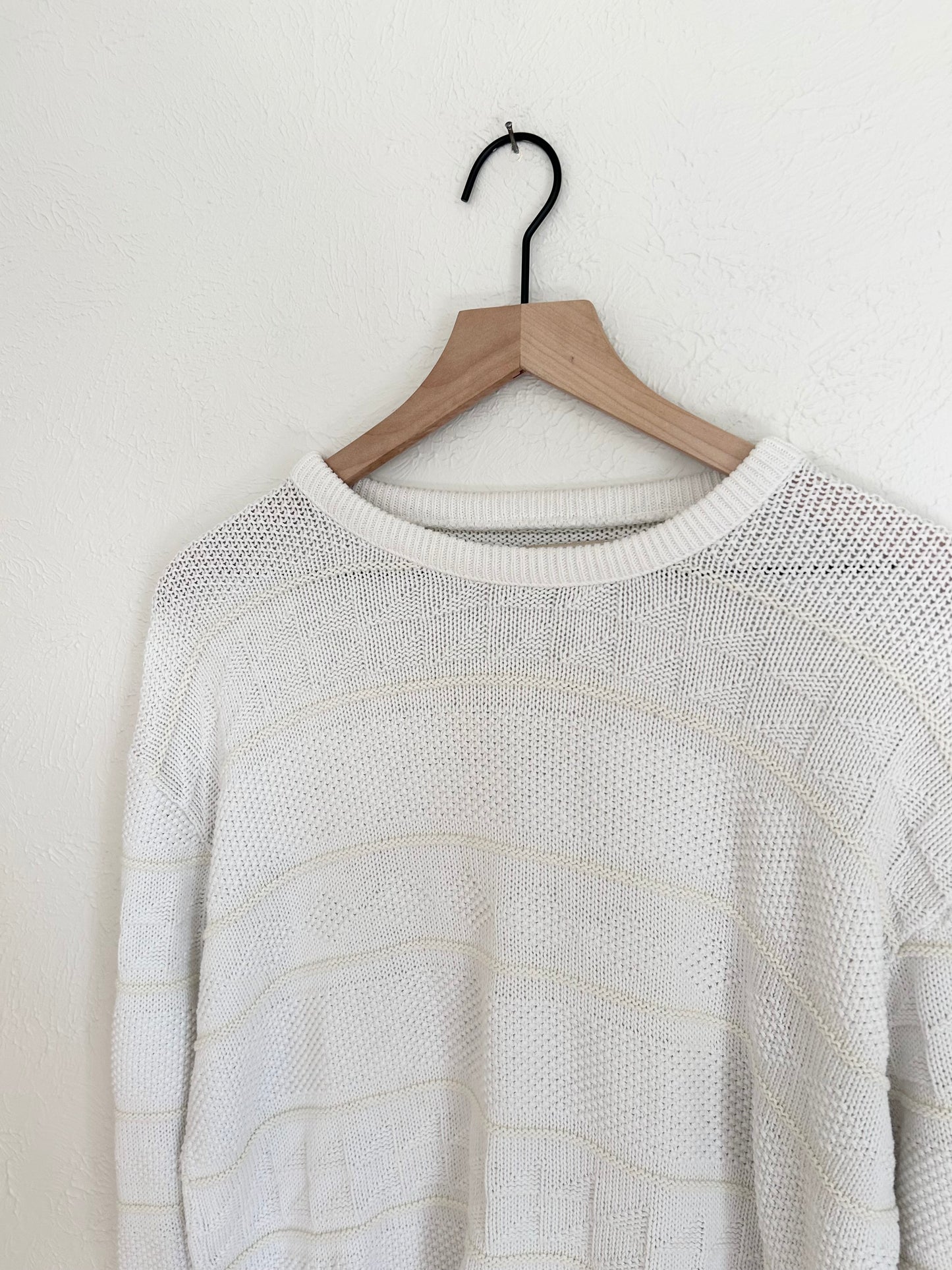 Vintage White & Yellow Knit Sweater (L)