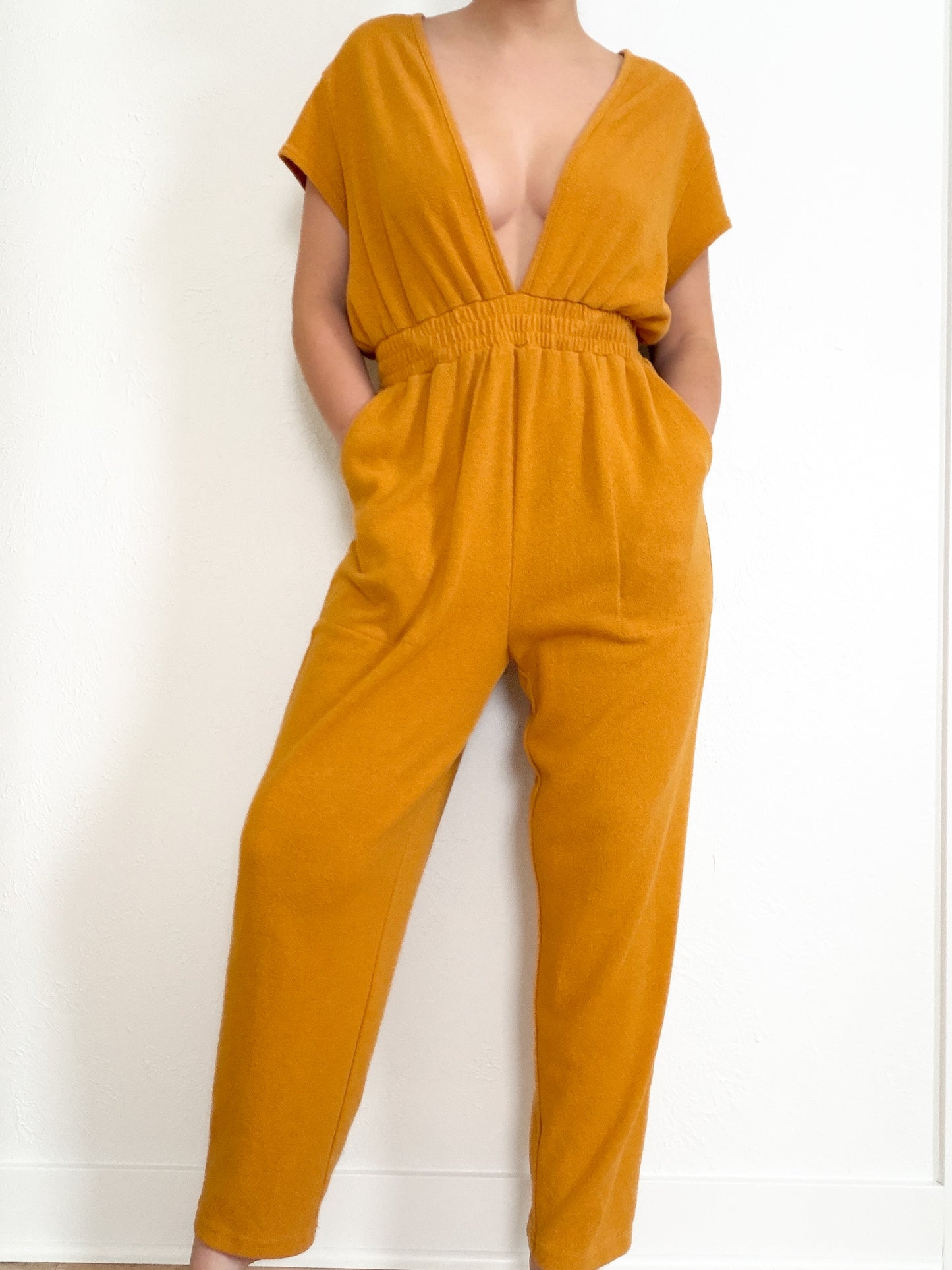 Free People Beach ‘Rita’ Mustard Jumpsuit (M)