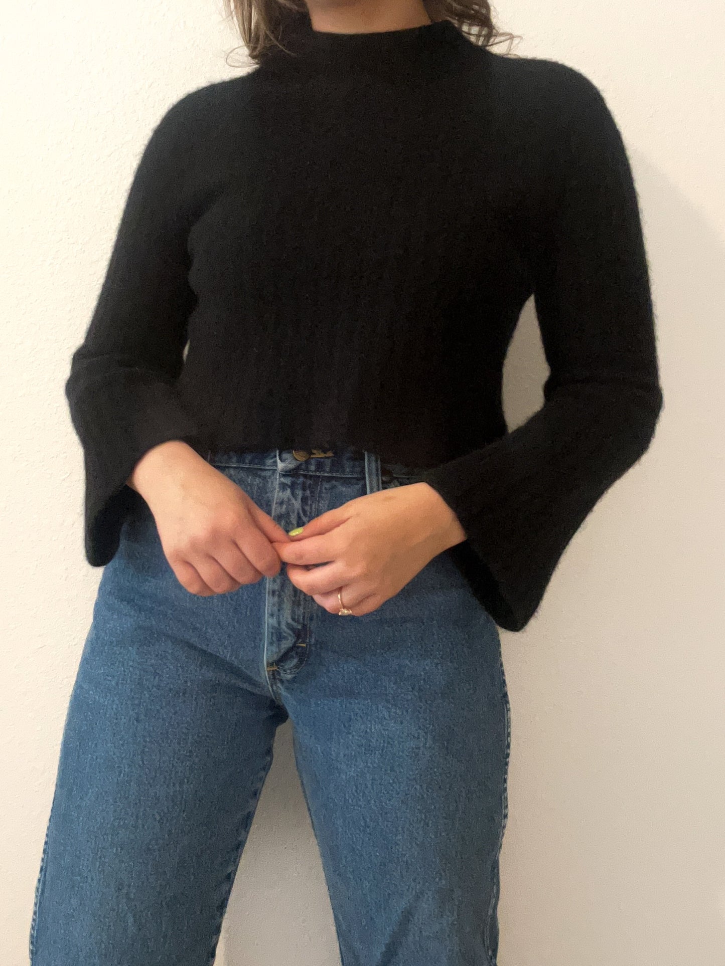 Reformation Wool Ribbed Bell Sleeve Sweater (XS)