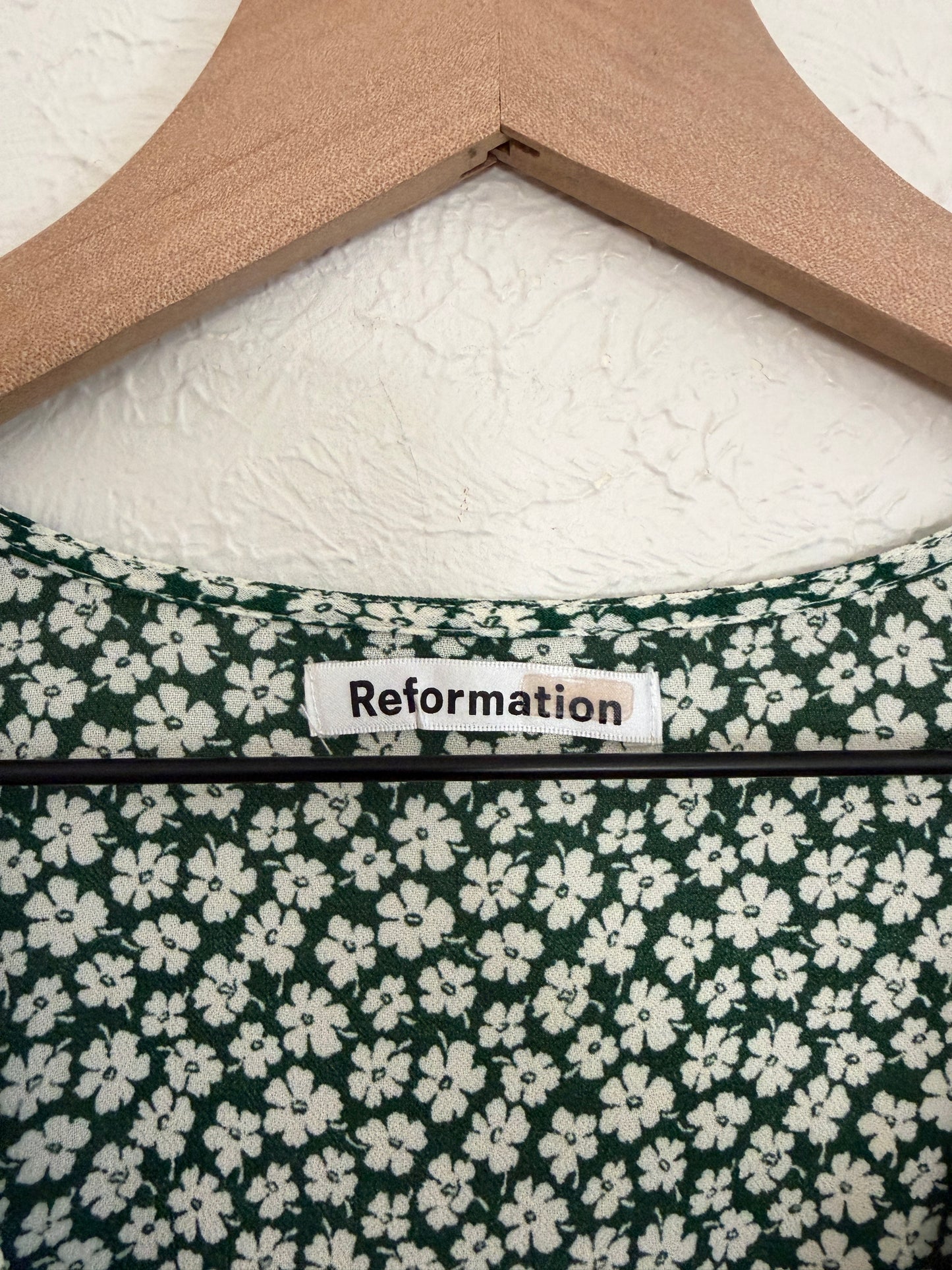Reformation 'Venezuela Sammy' Green Floral Wrap Dress (M)