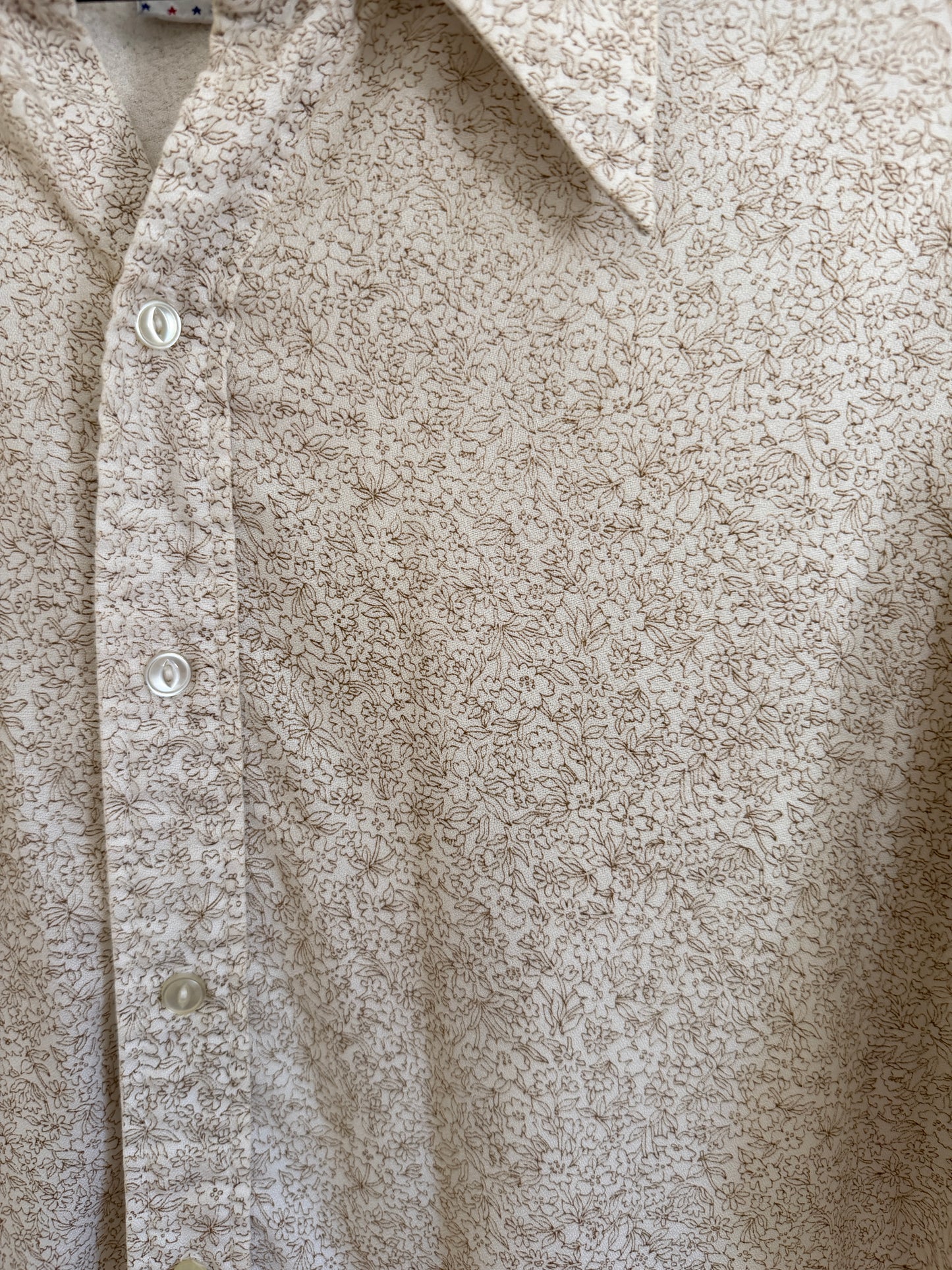 Vintage 70’s Brown Floral Button Up (L)